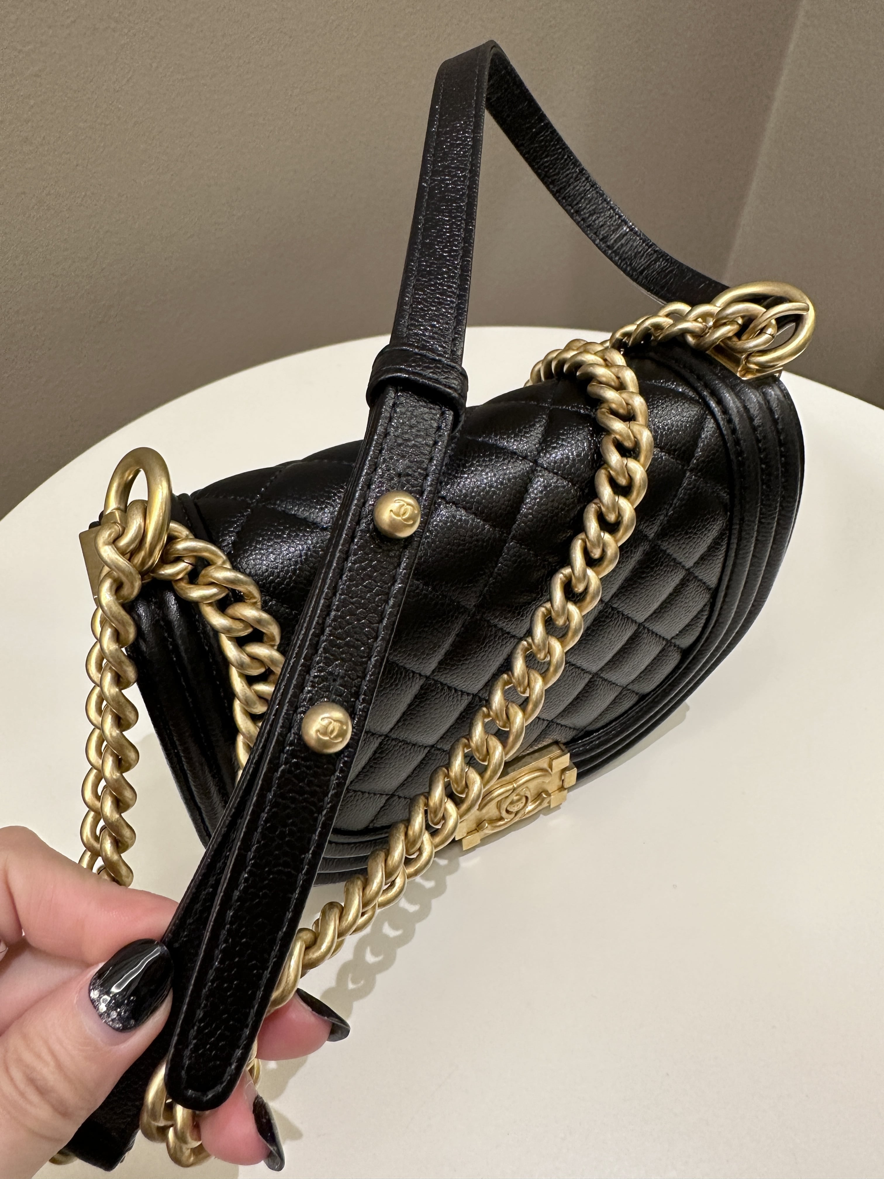 Chanel Quilted Curve Boy Bag Black Caviar