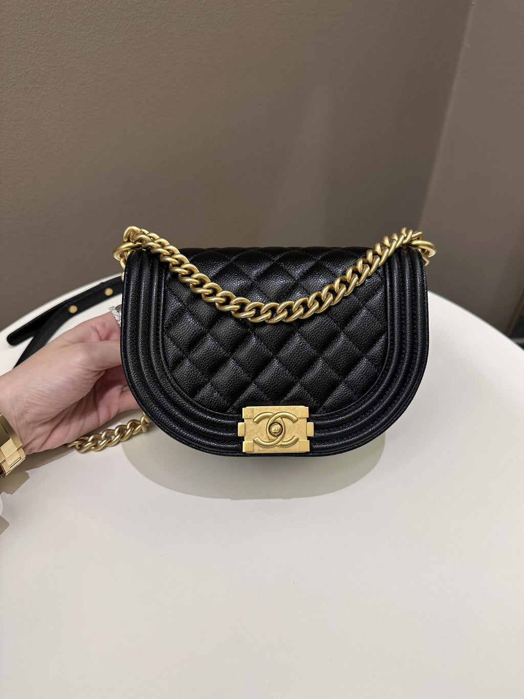 Chanel Quilted Curve Boy Bag Black Caviar