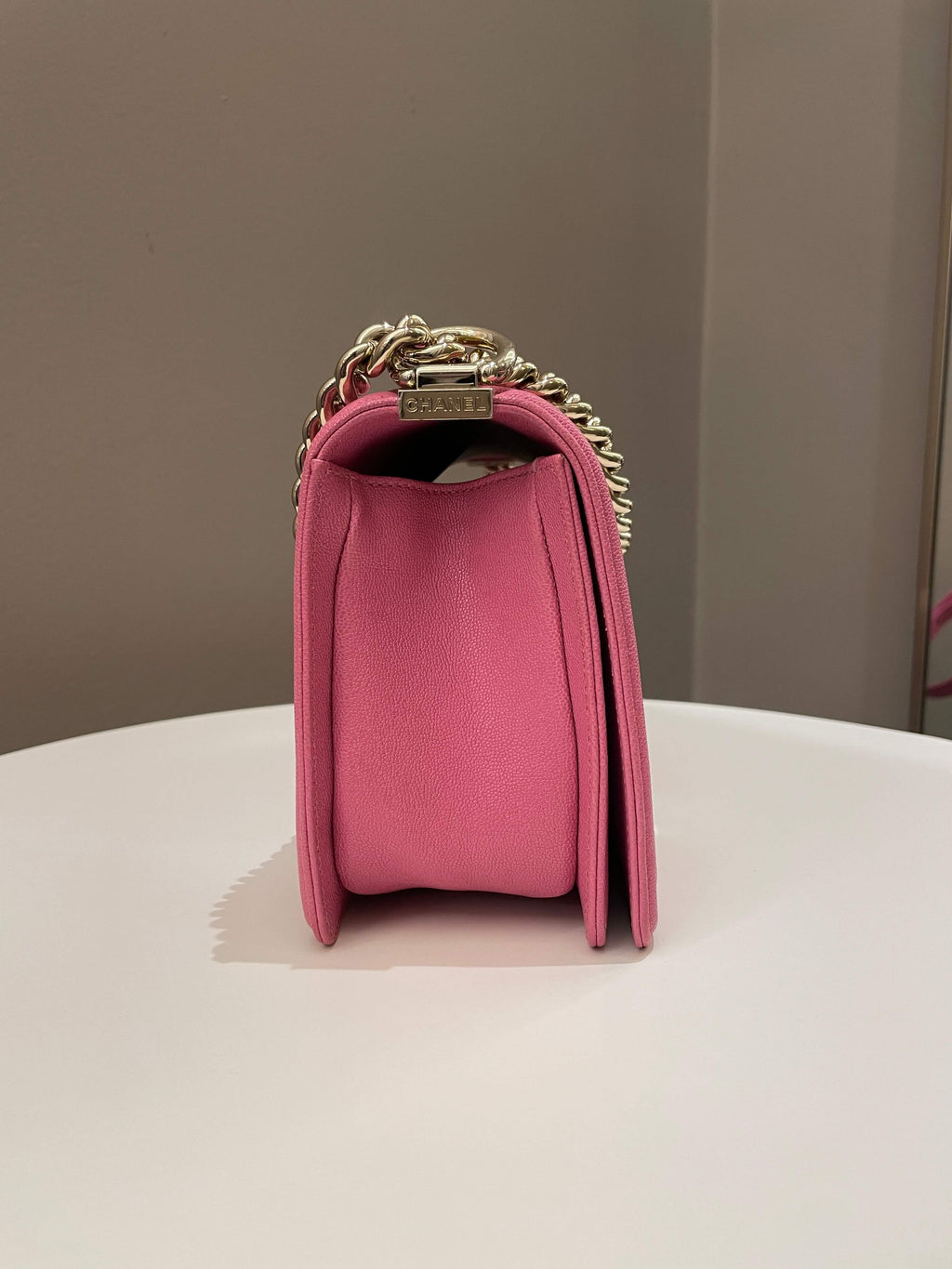 Chanel Chevron Boy Old Medium Pink Caviar