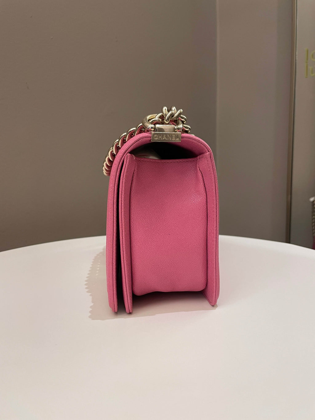 Chanel Chevron Boy Old Medium Pink Caviar
