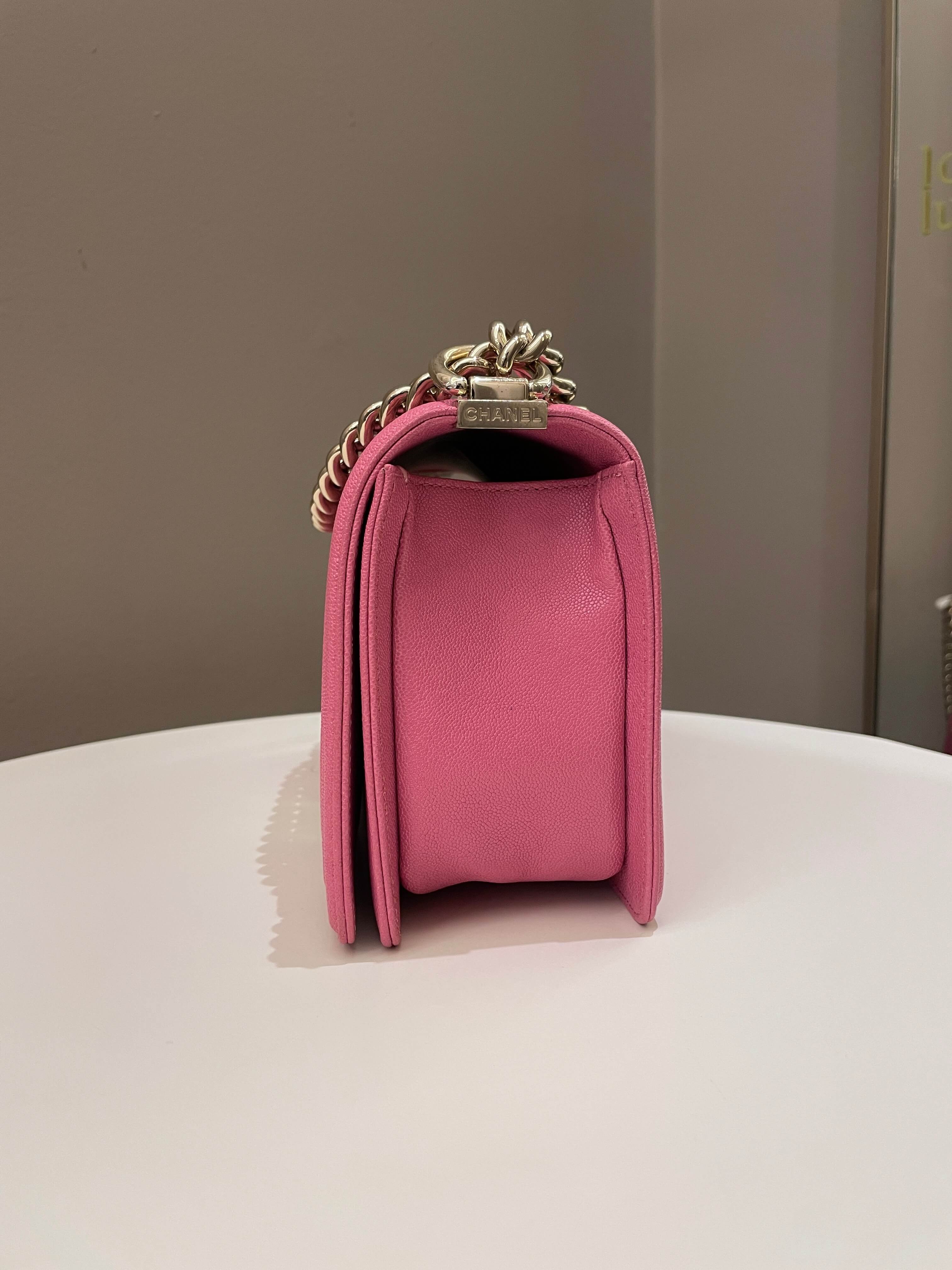 Chanel Chevron Boy Old Medium Pink Caviar