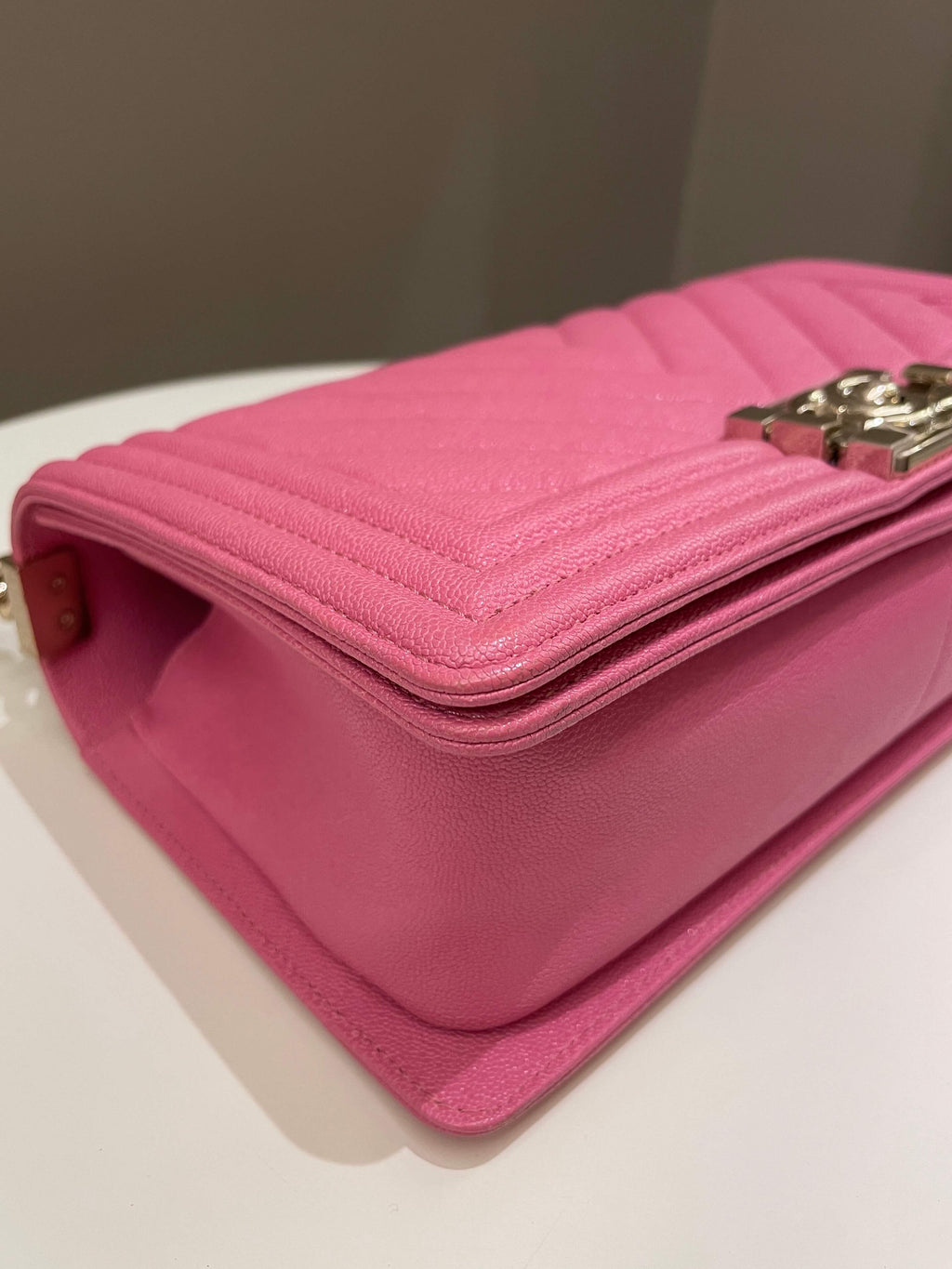 Chanel Chevron Boy Old Medium Pink Caviar