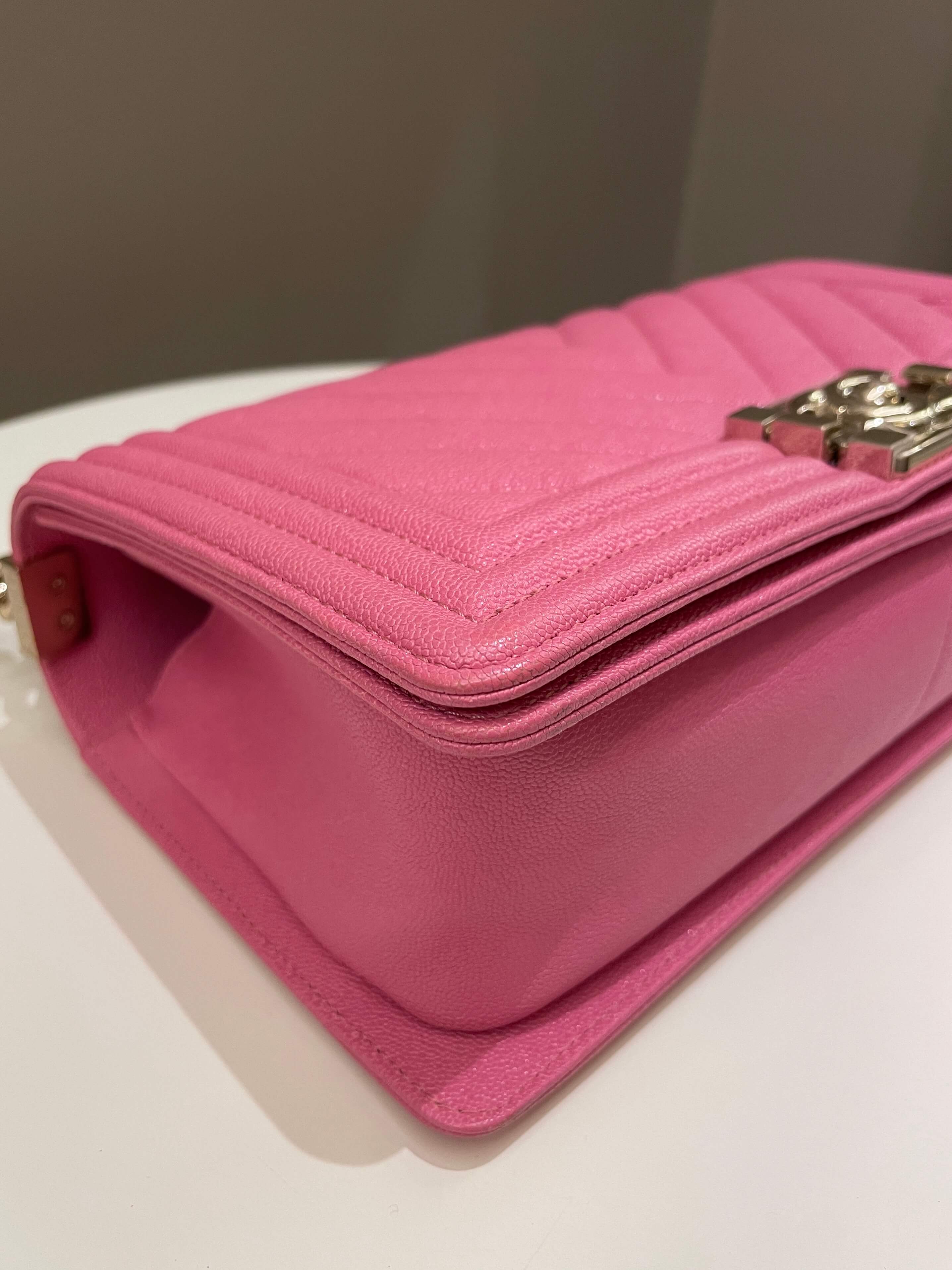 Chanel Chevron Boy Old Medium Pink Caviar