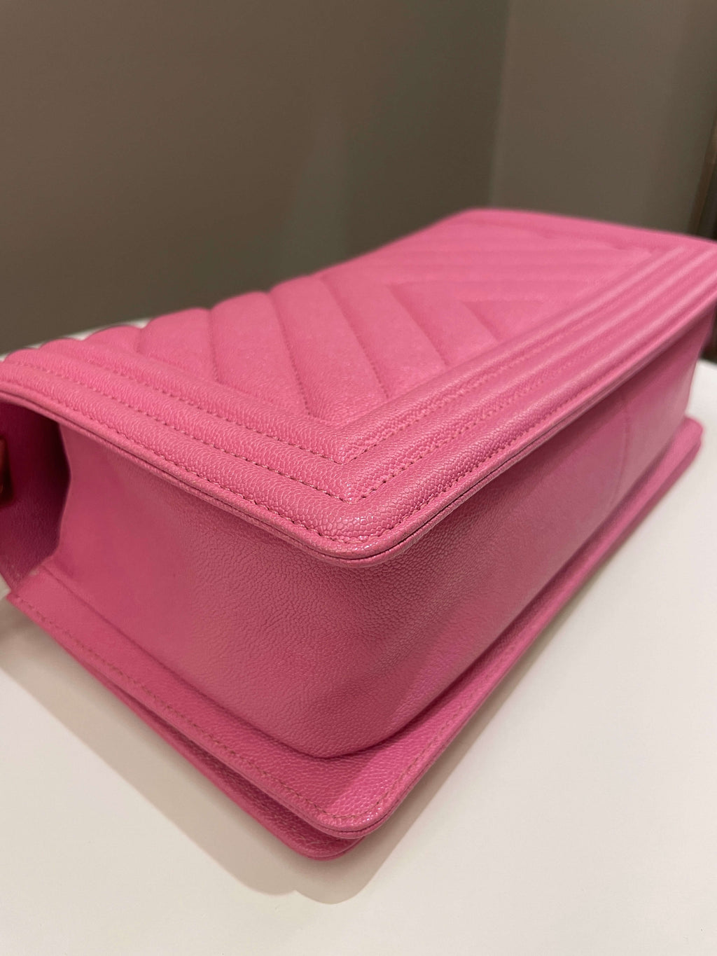 Chanel Chevron Boy Old Medium Pink Caviar