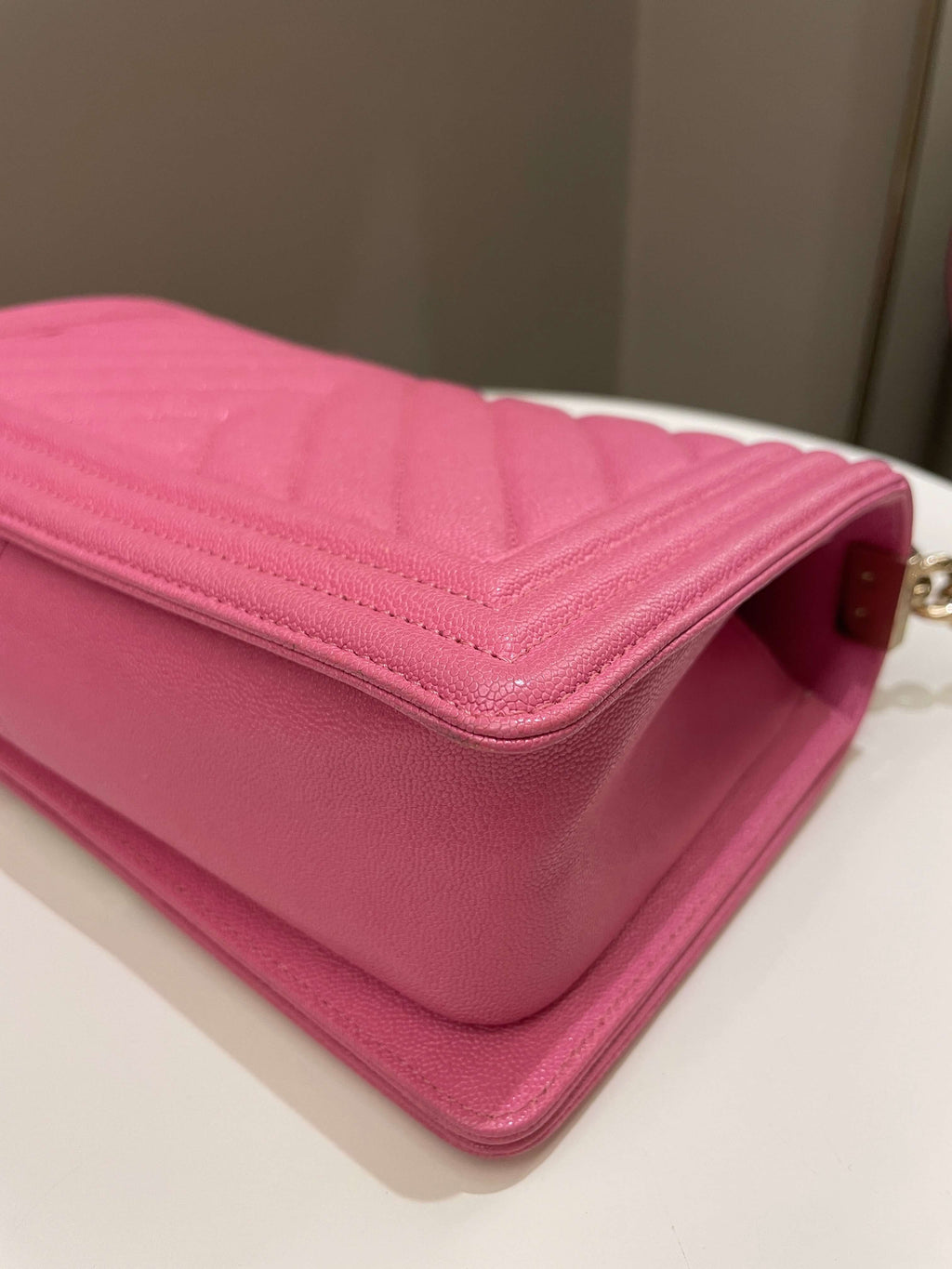 Chanel Chevron Boy Old Medium Pink Caviar