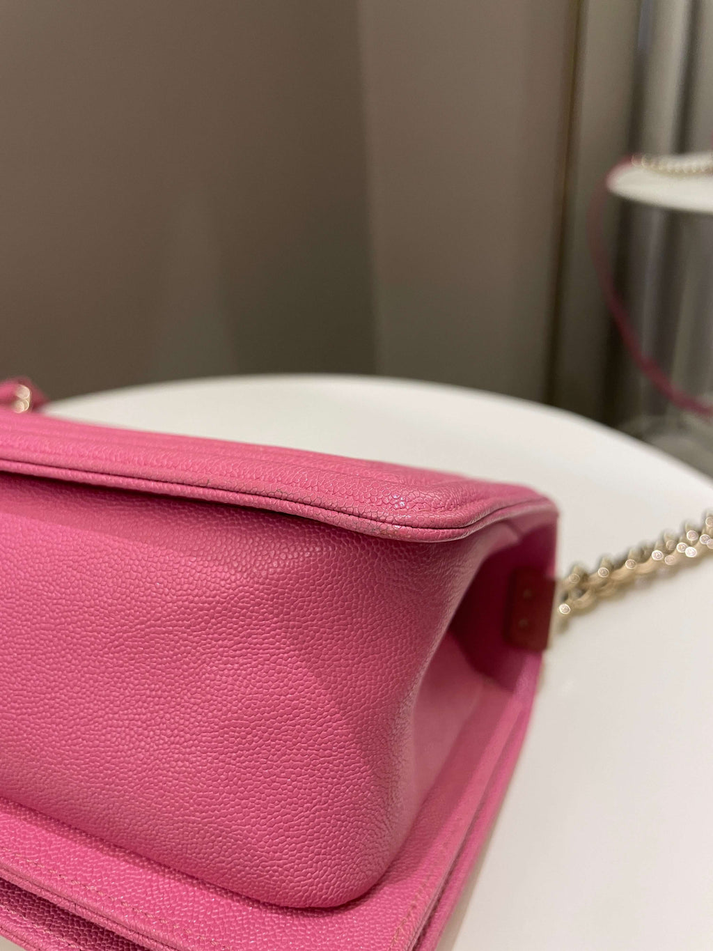 Chanel Chevron Boy Old Medium Pink Caviar