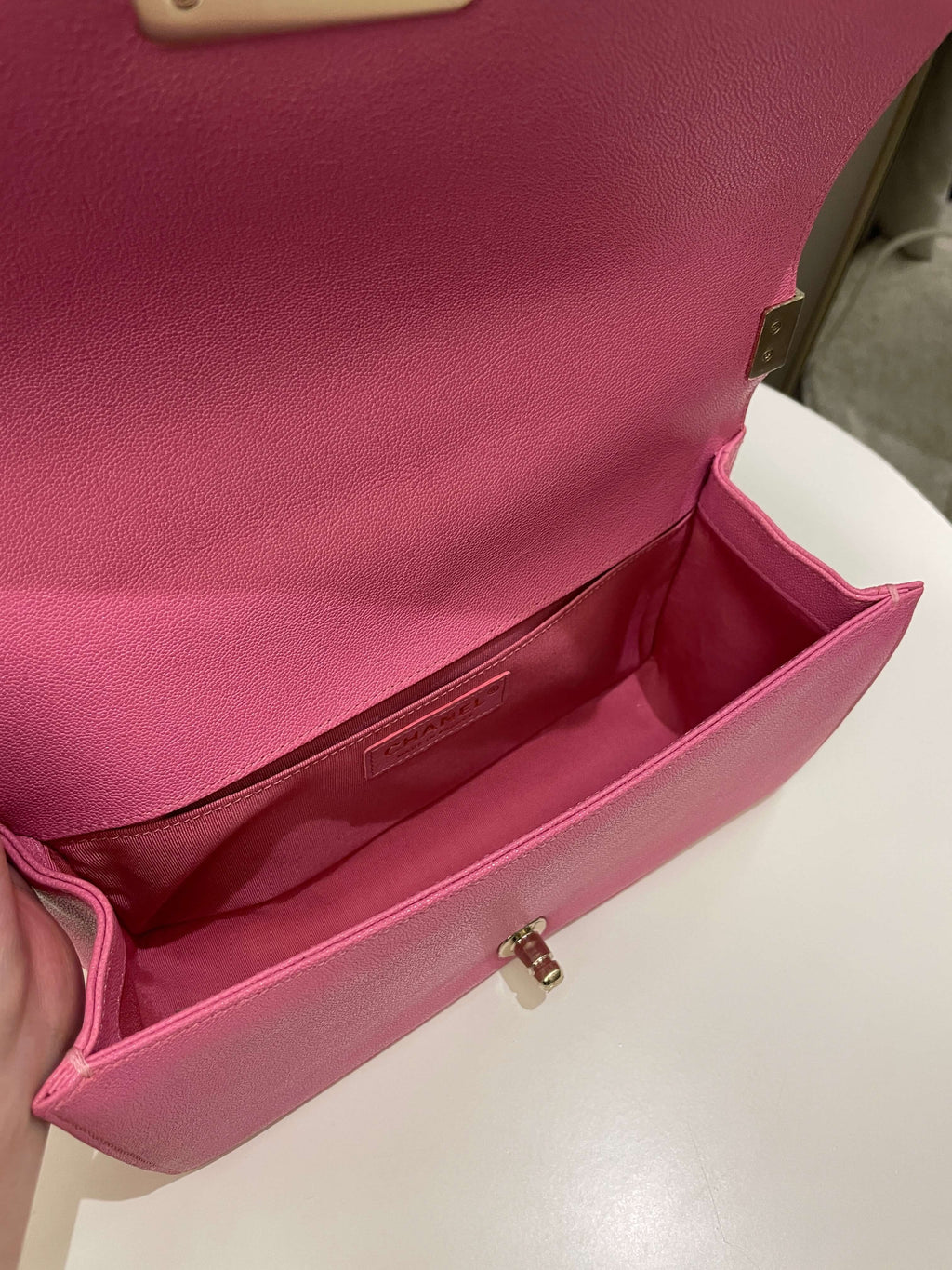 Chanel Chevron Boy Old Medium Pink Caviar