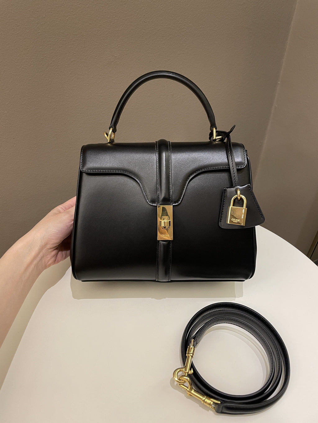 Celine Small 16  Black Calfskin