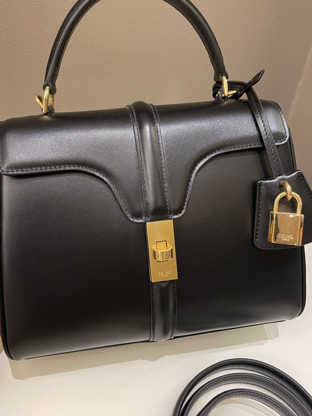 Celine Small 16  Black Calfskin