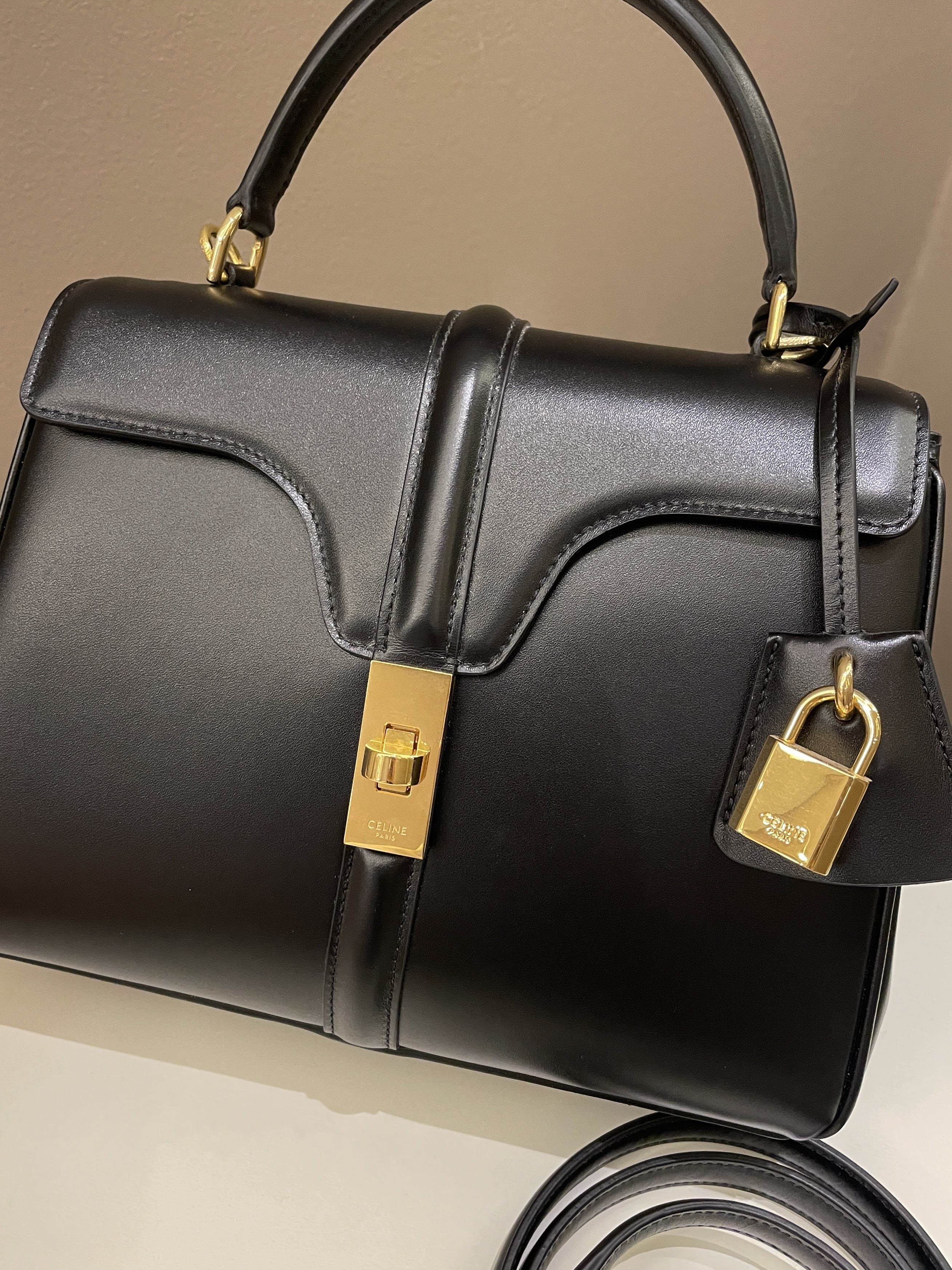 Celine Small 16  Black Calfskin