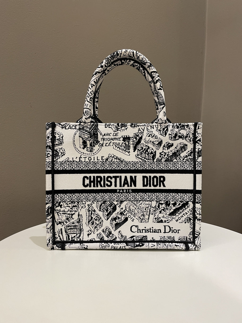 Dior Plan de Paris Book Tote  White / Black