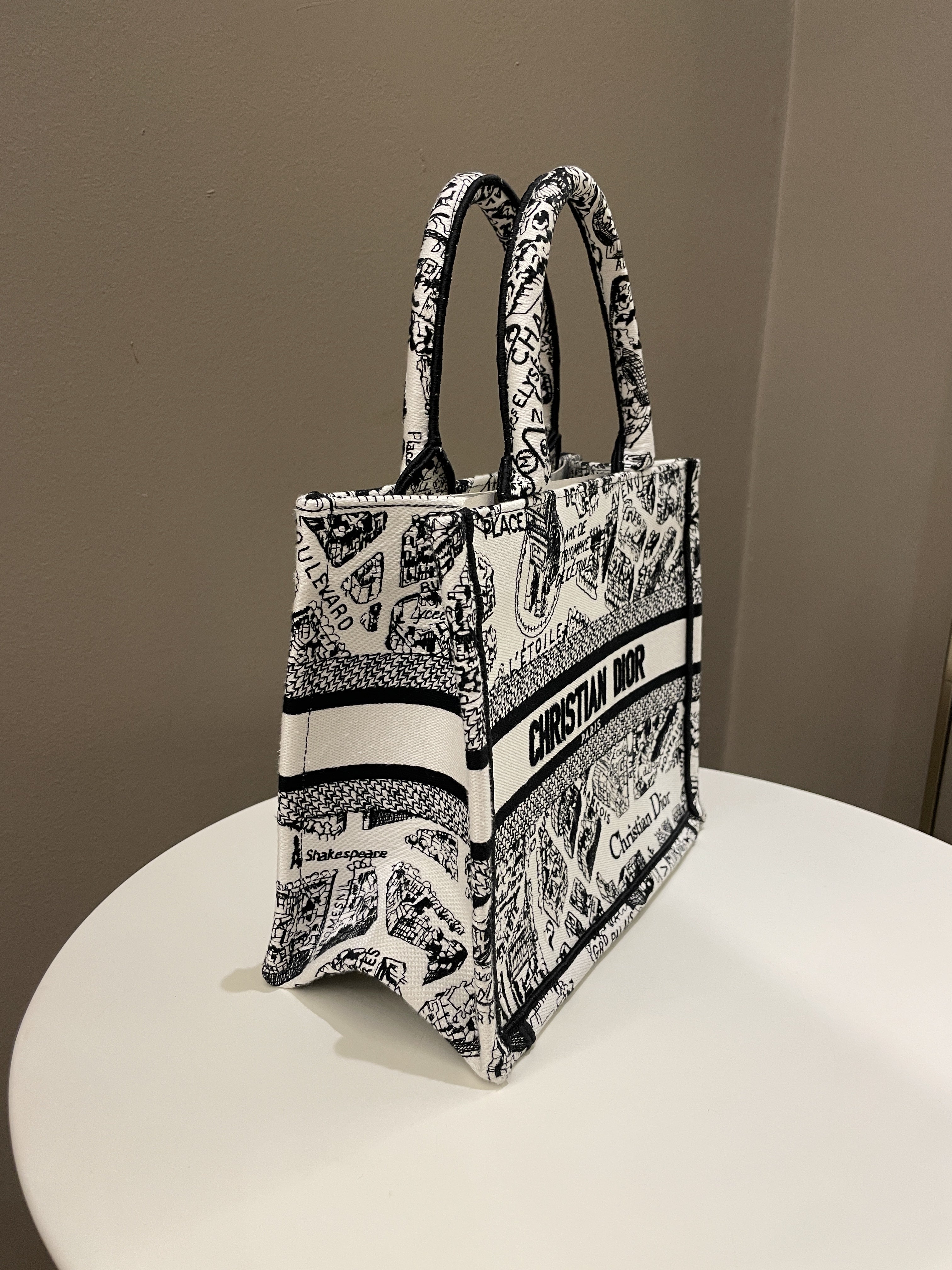 Dior Plan de Paris Book Tote  White / Black