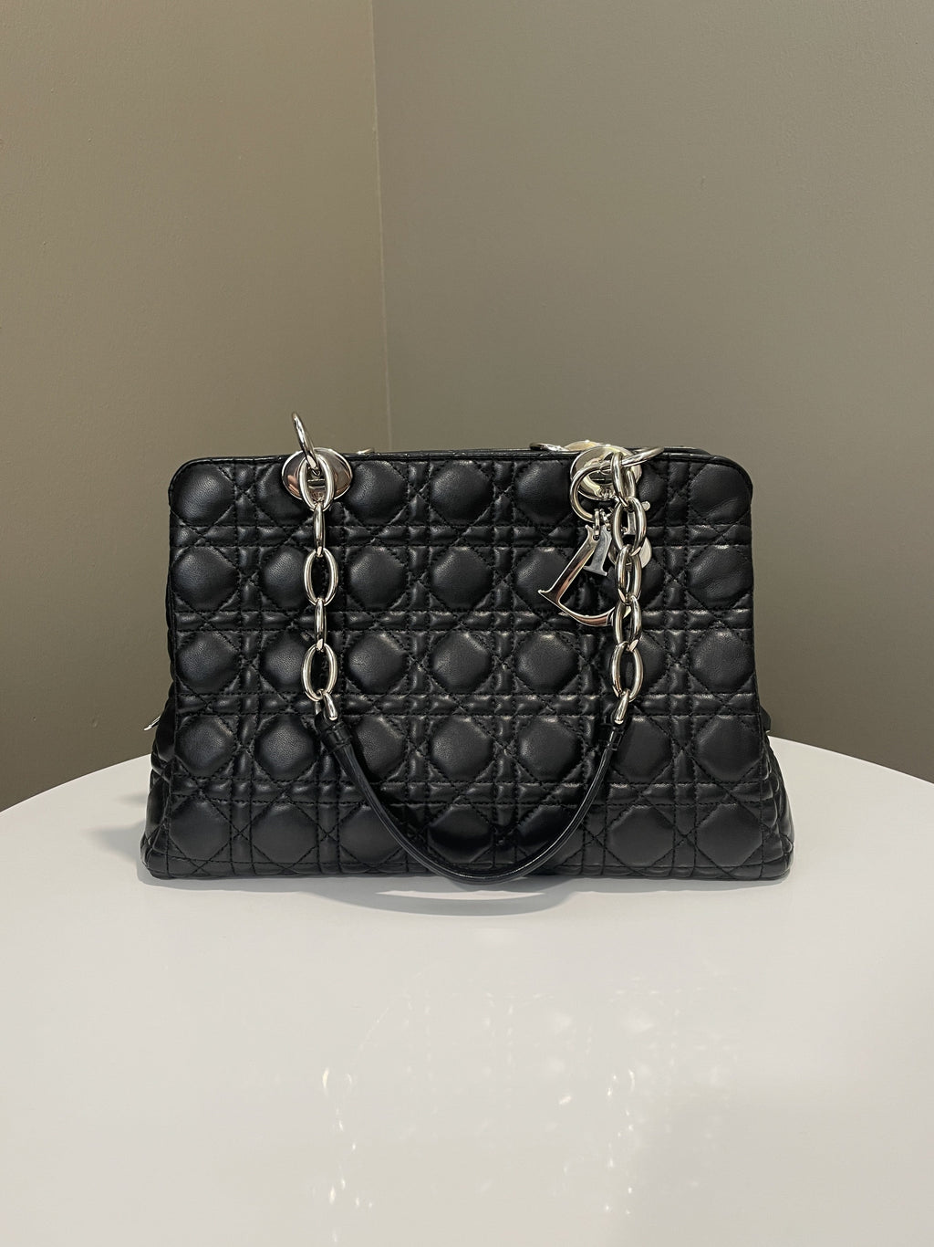 Dior Cannage Shoulder Bag Black Lambskin