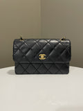 Chanel Quilted Cc Flap Bag Black Patent