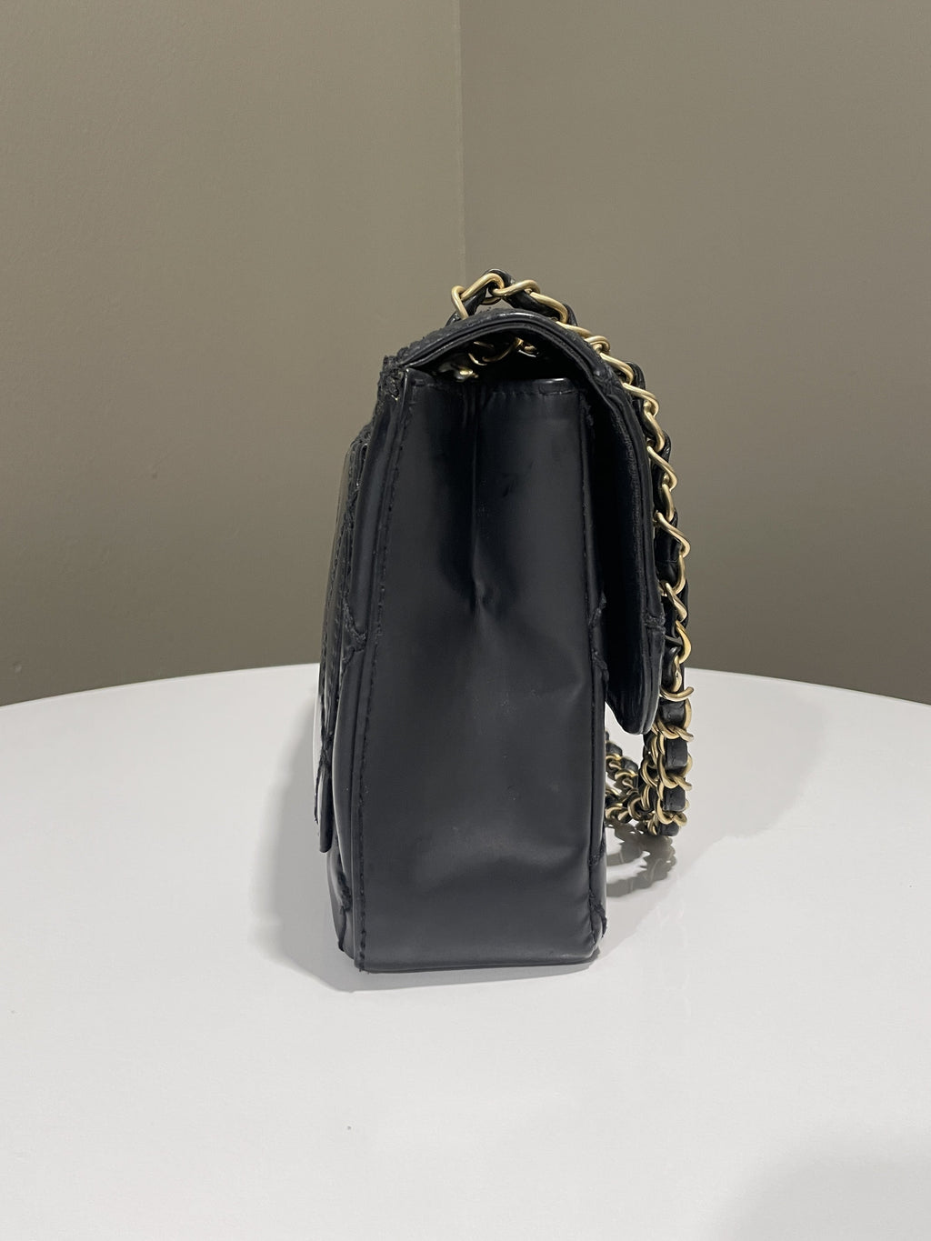 Chanel Quilted Cc Flap Bag Black Patent