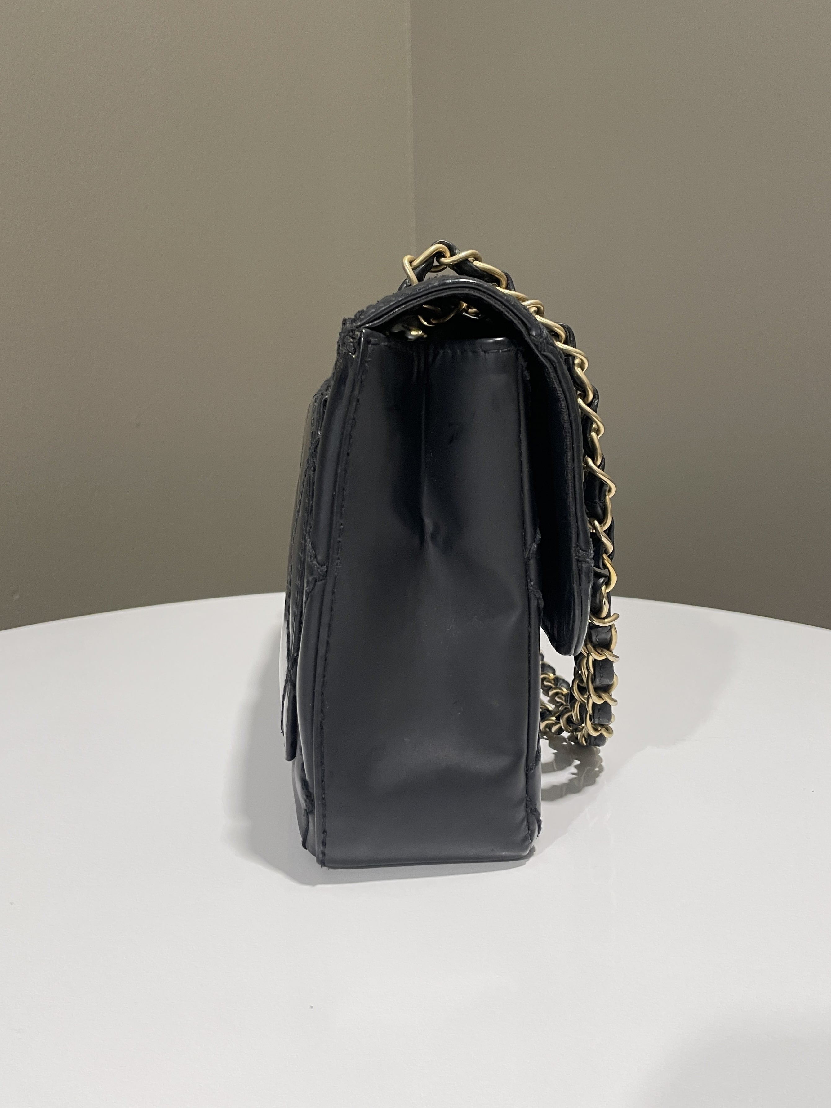 Chanel Quilted Cc Flap Bag Black Patent