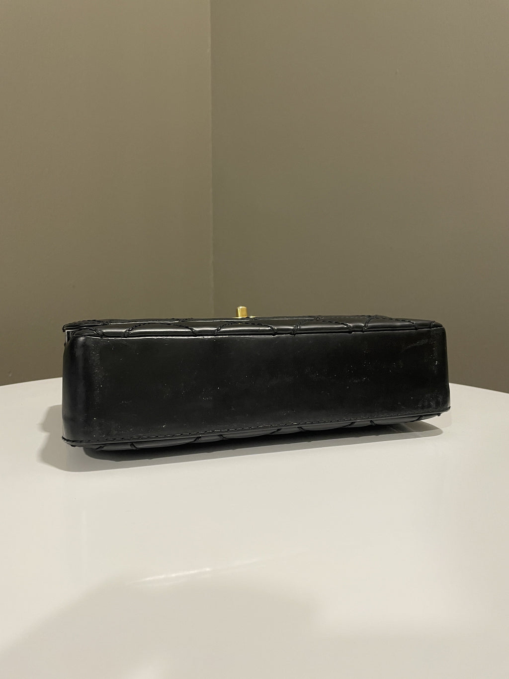 Chanel Quilted Cc Flap Bag Black Patent