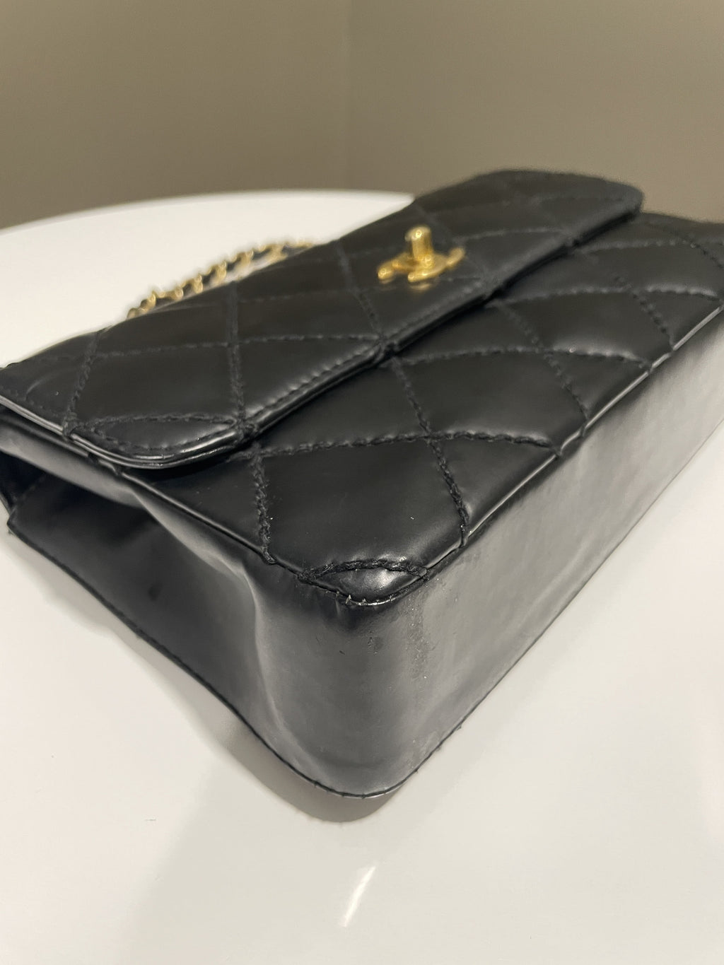 Chanel Quilted Cc Flap Bag Black Patent