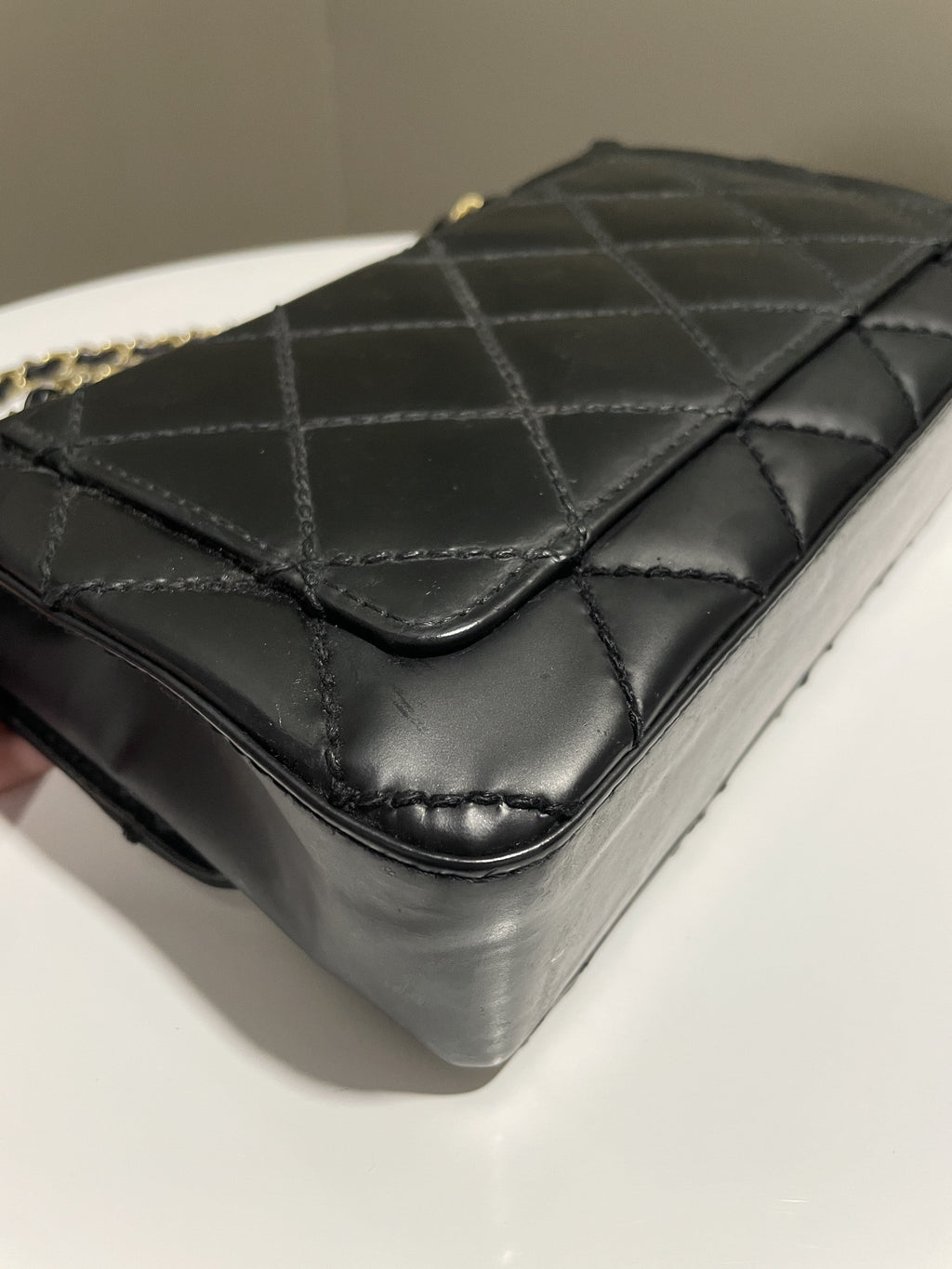 Chanel Quilted Cc Flap Bag Black Patent