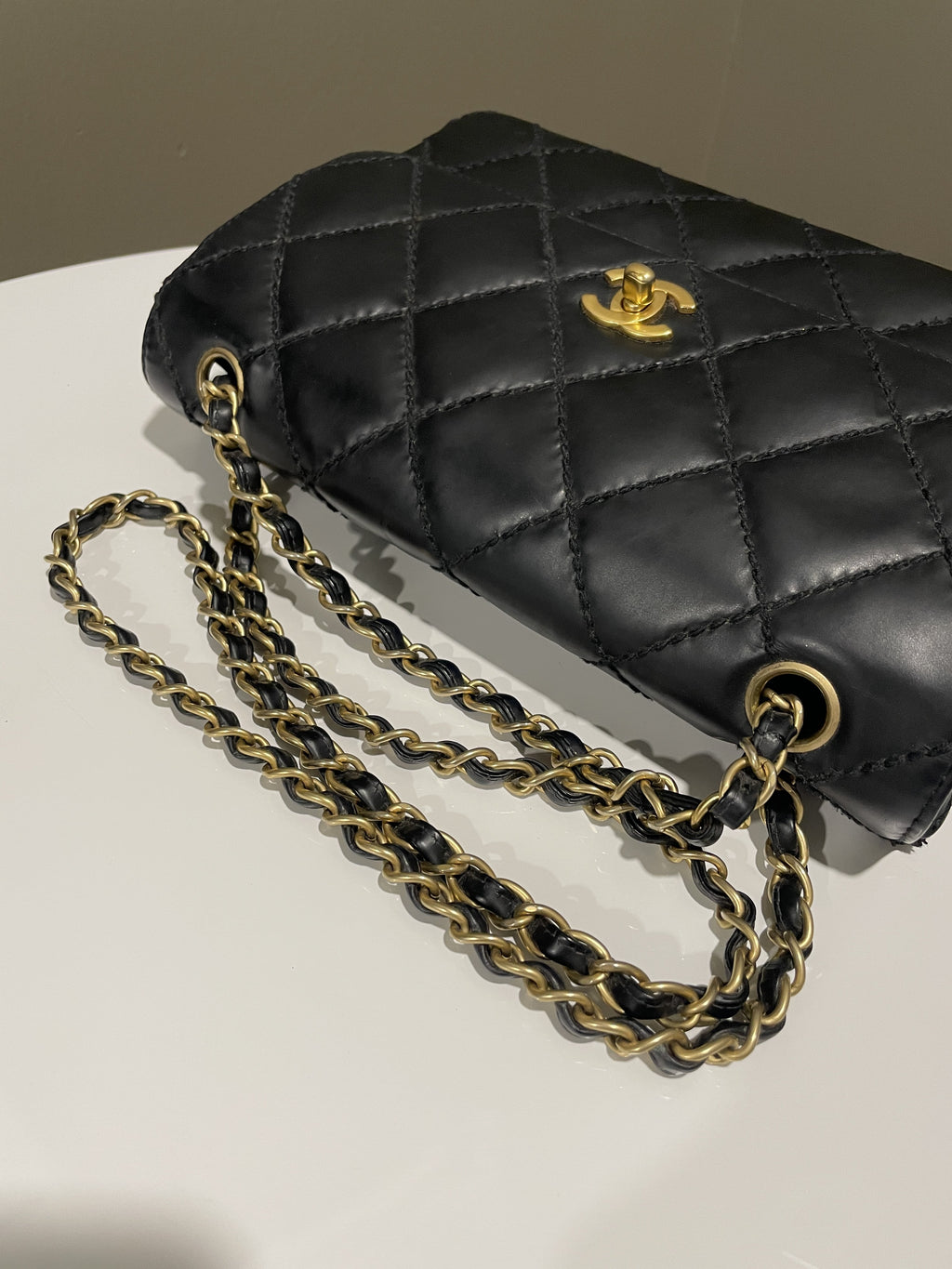 Chanel Quilted Cc Flap Bag Black Patent