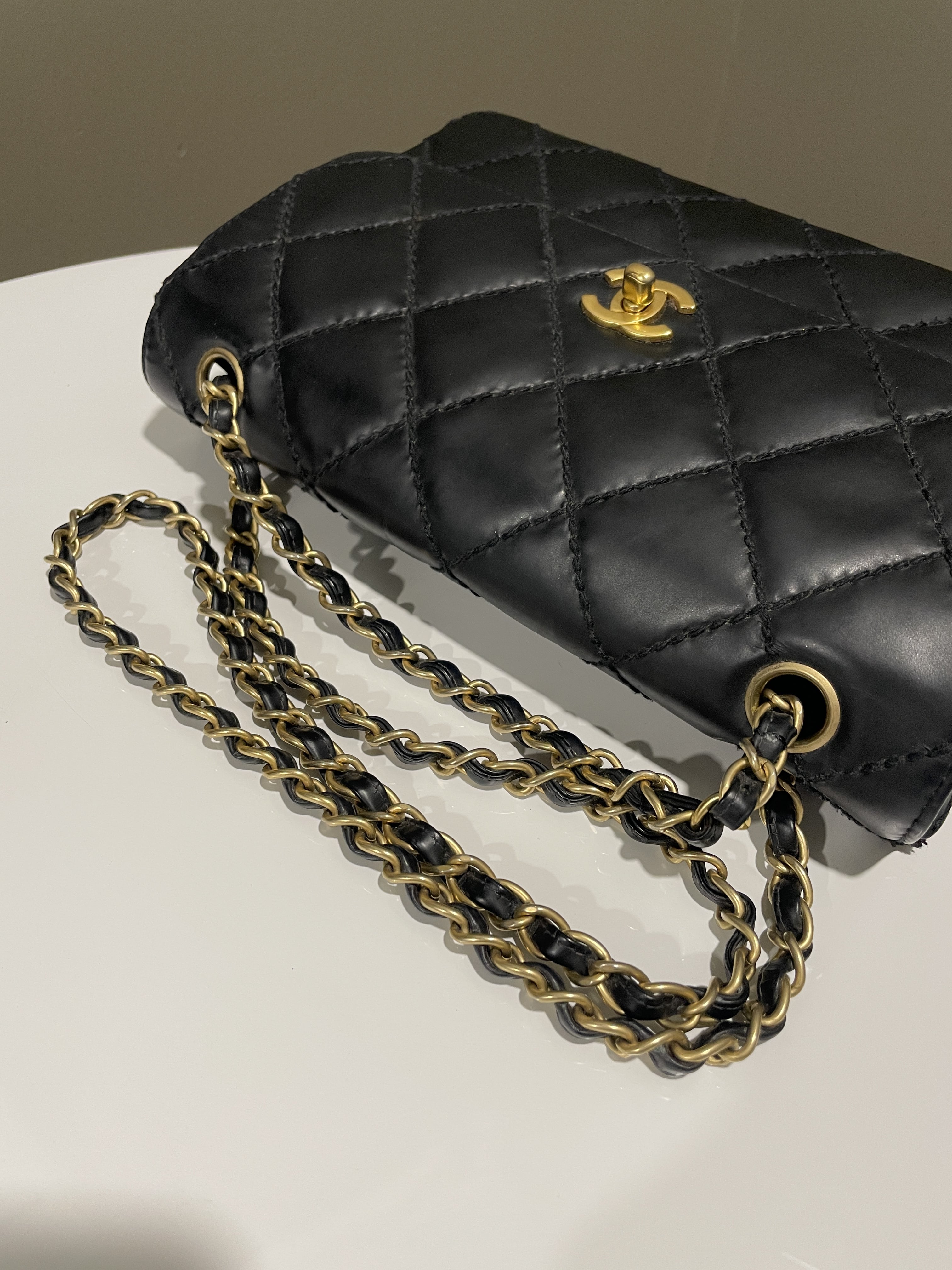 Chanel Quilted Cc Flap Bag Black Patent