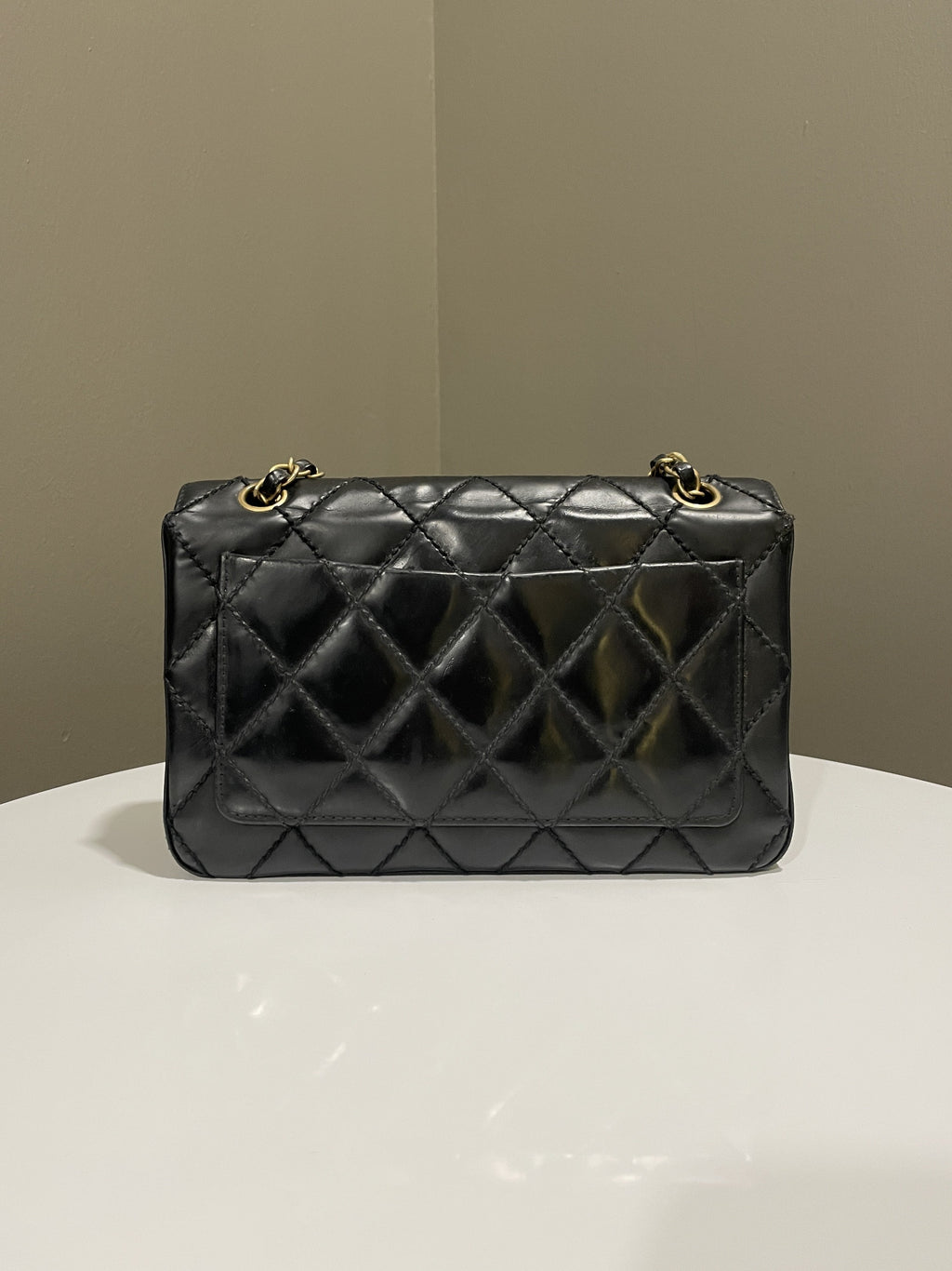 Chanel Quilted Cc Flap Bag Black Patent