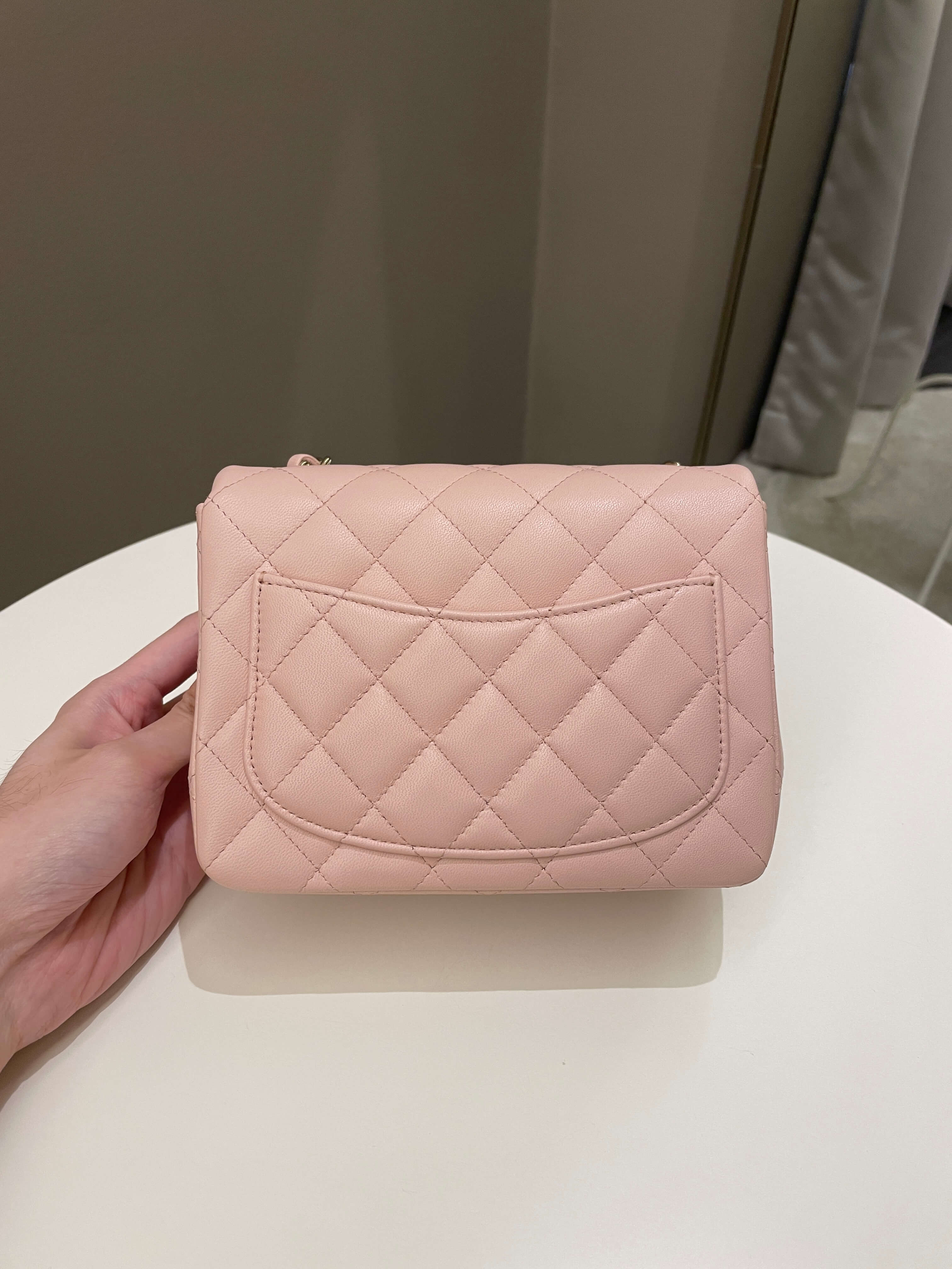Chanel Classic Quilted Mini Square Light Pink Lambskin