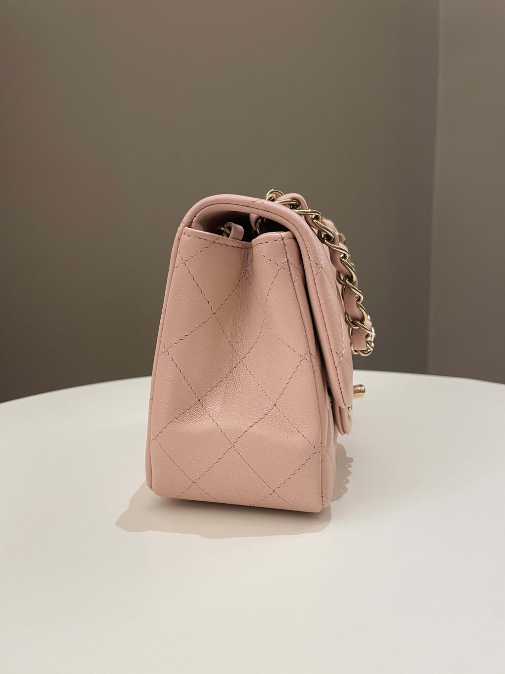 Chanel Classic Quilted Mini Square Light Pink Lambskin