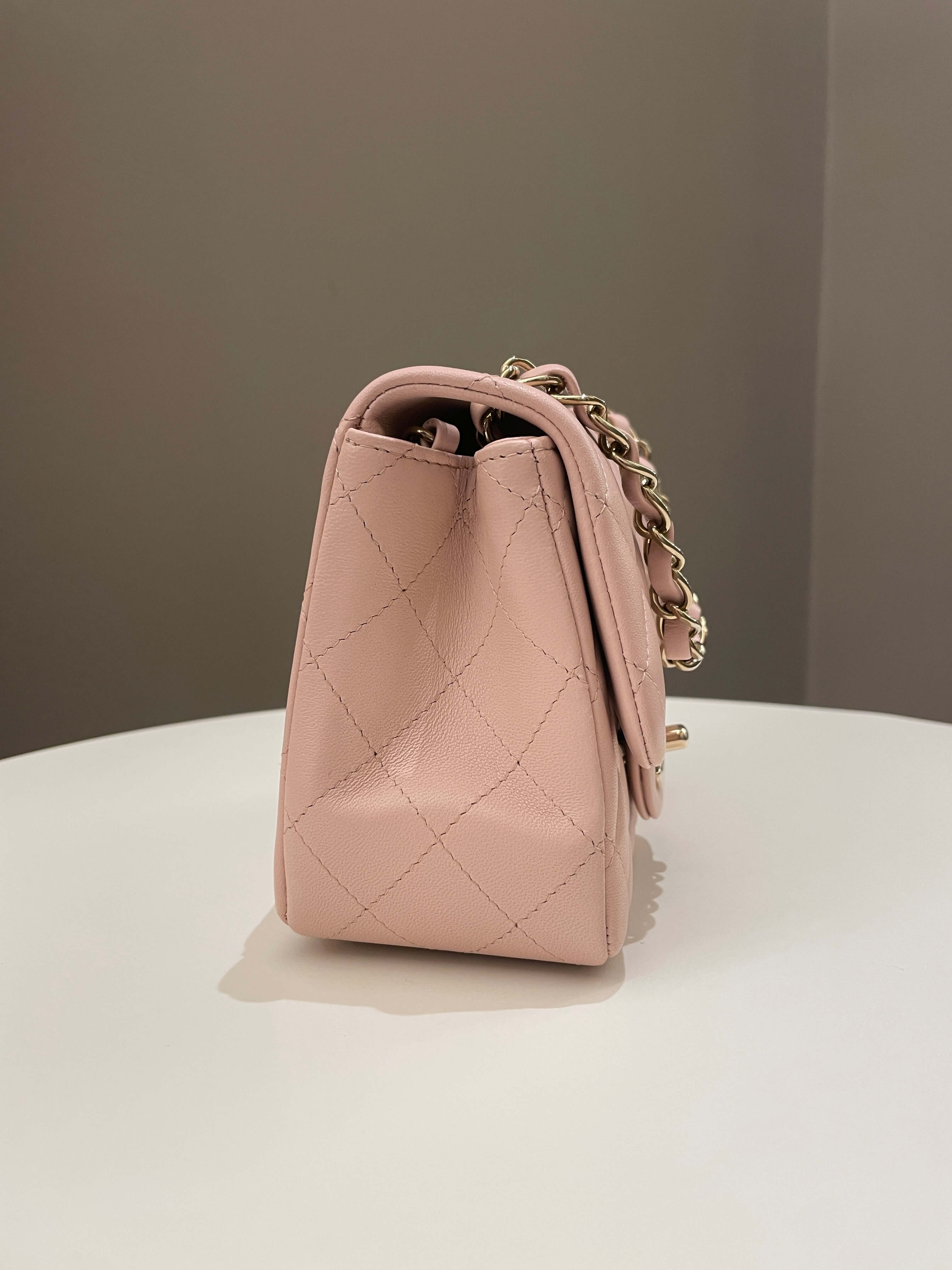 Chanel Classic Quilted Mini Square Light Pink Lambskin
