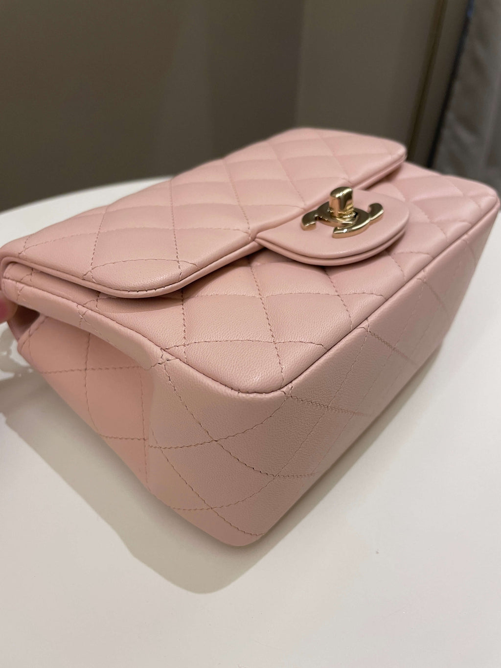Chanel Classic Quilted Mini Square Light Pink Lambskin