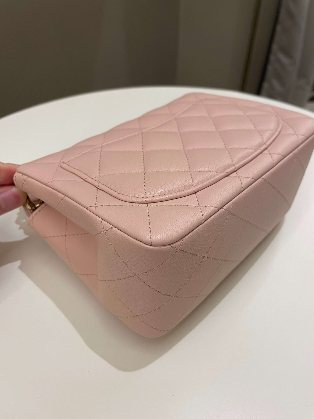 Chanel Classic Quilted Mini Square Light Pink Lambskin