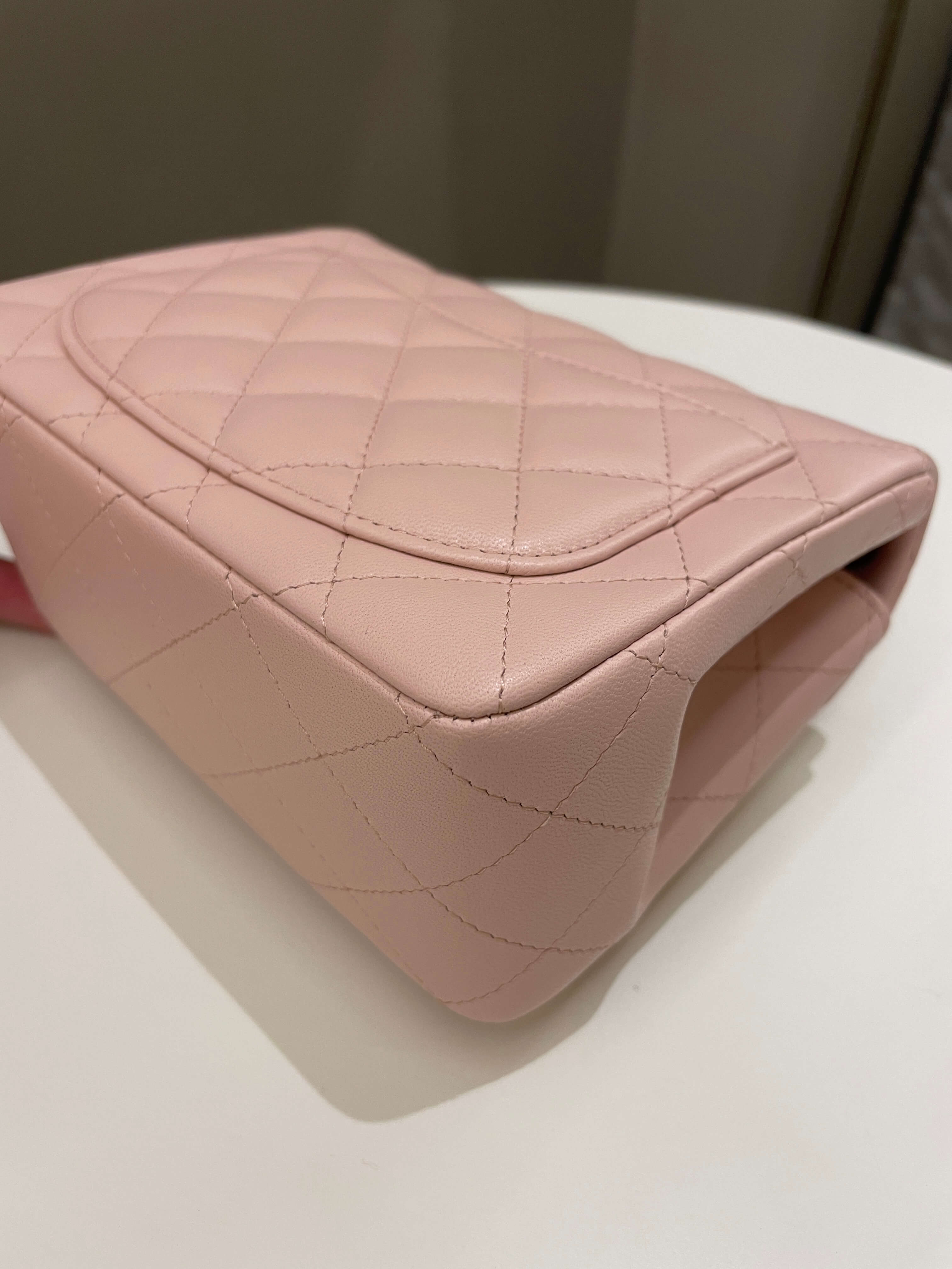 Chanel Classic Quilted Mini Square Light Pink Lambskin