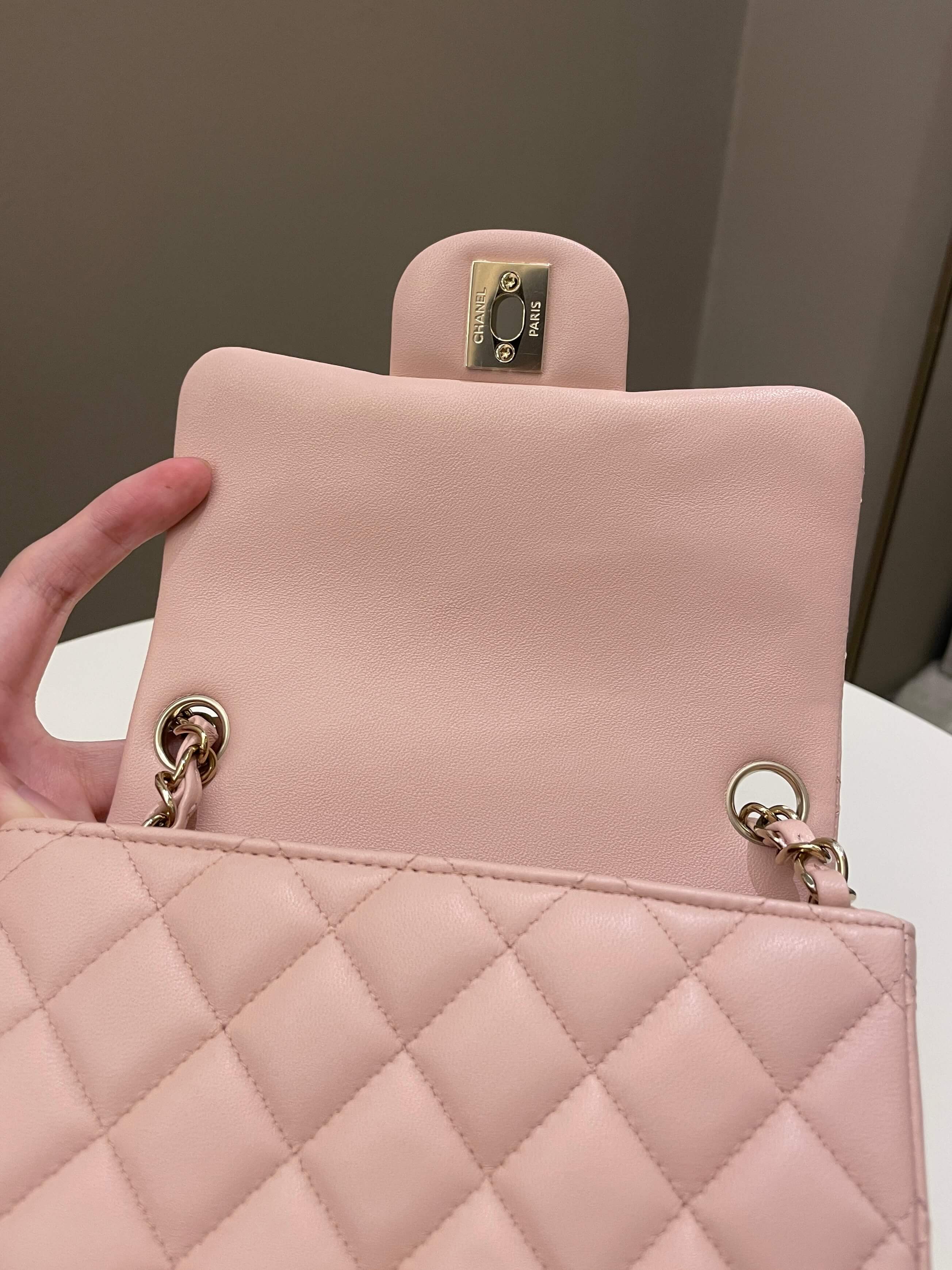 Chanel Classic Quilted Mini Square Light Pink Lambskin