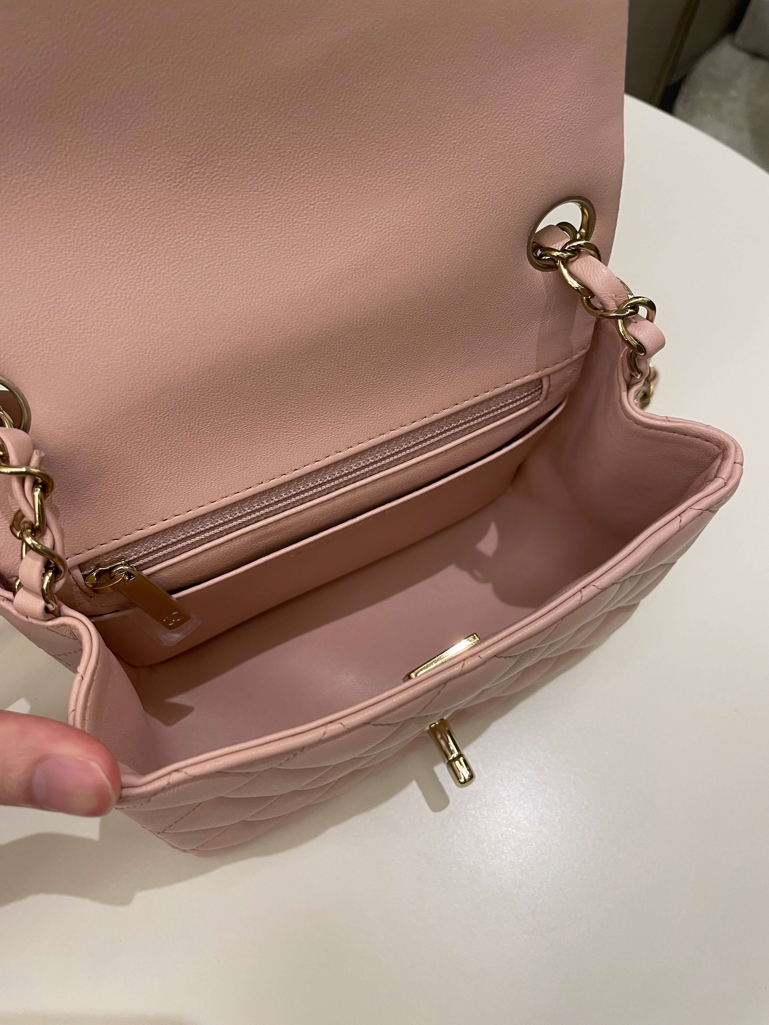 Chanel Classic Quilted Mini Square Light Pink Lambskin