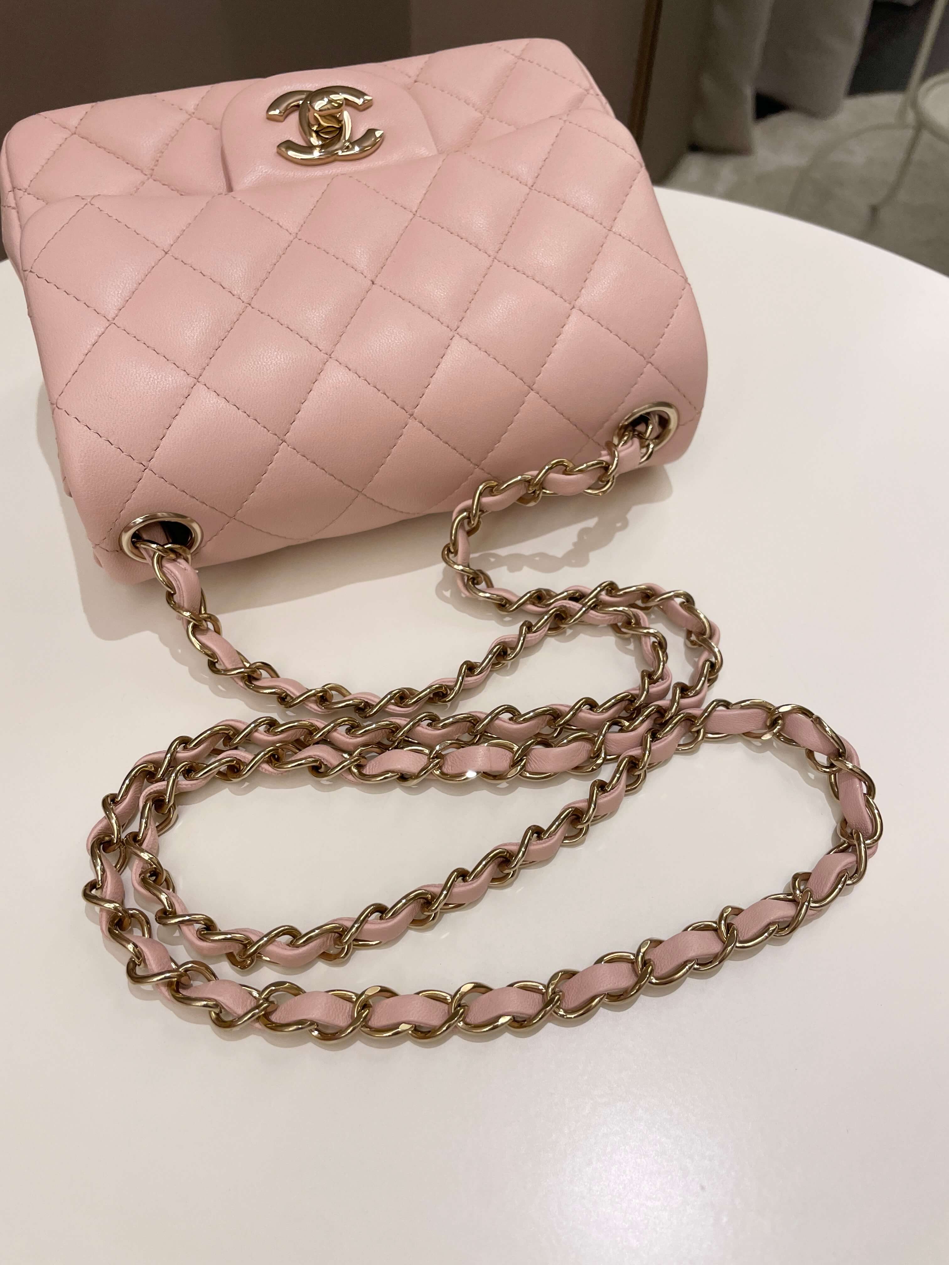 Chanel Classic Quilted Mini Square Light Pink Lambskin