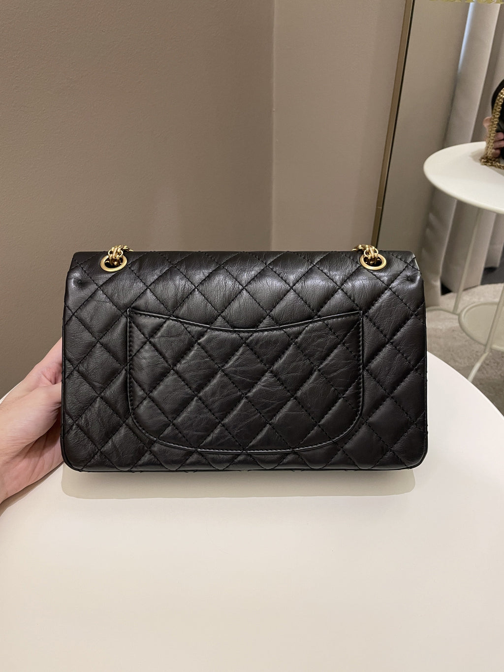 Chanel 2.55 226 Quilted Reissue Double Flap Black Aged Calfskin