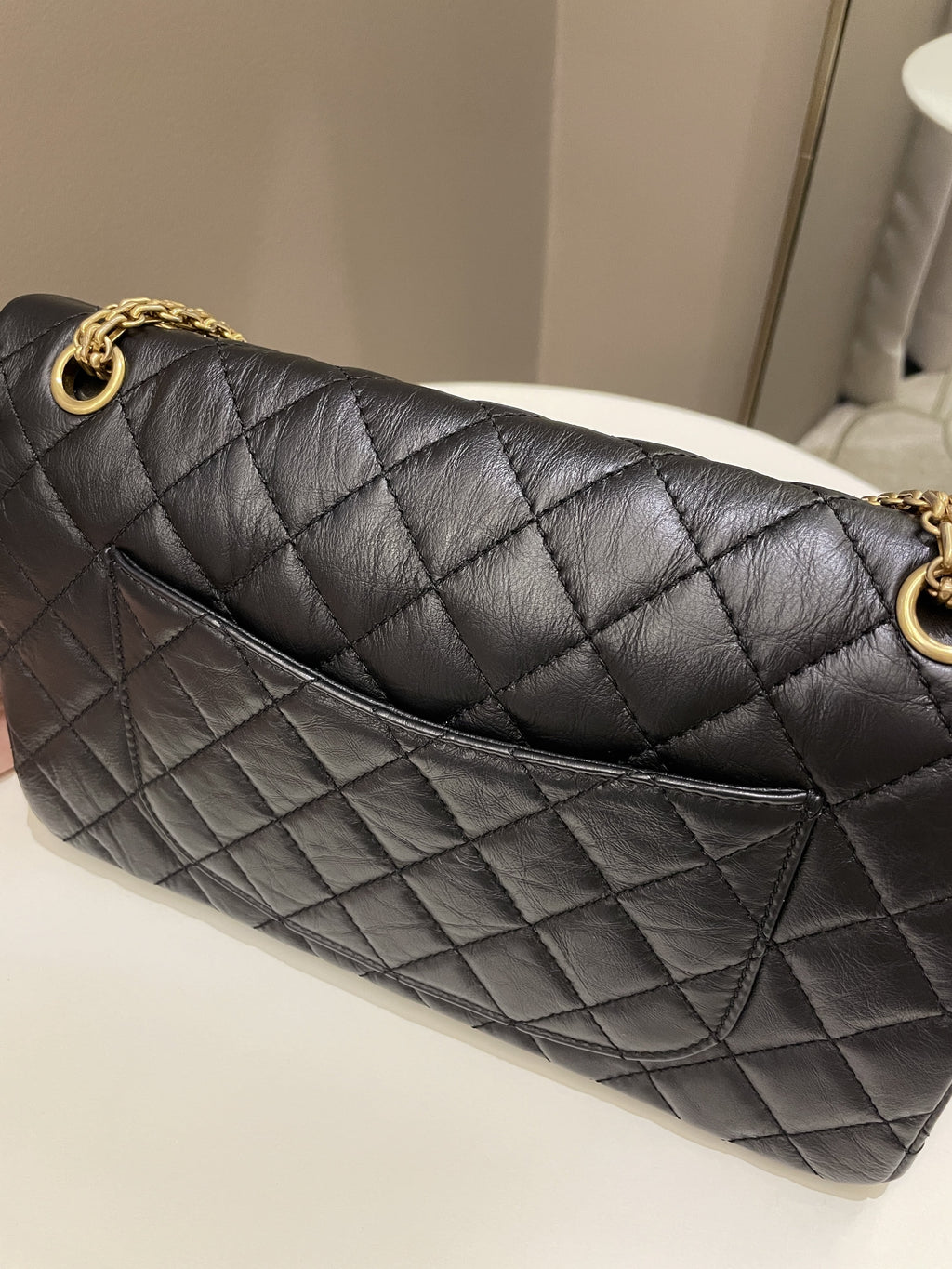 Chanel 2.55 226 Quilted Reissue Double Flap Black Aged Calfskin
