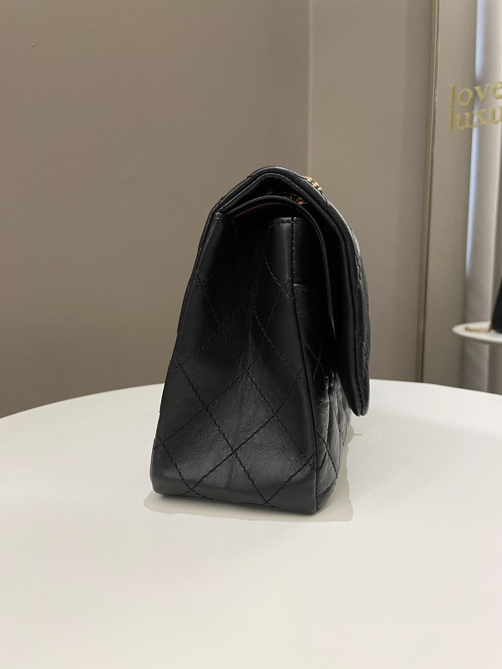 Chanel 2.55 226 Quilted Reissue Double Flap Black Aged Calfskin
