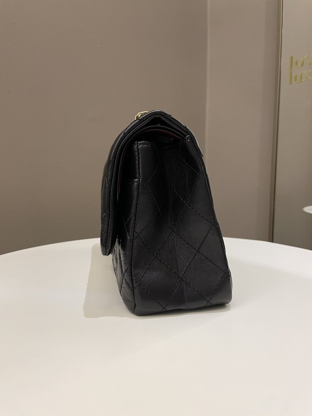 Chanel 2.55 226 Quilted Reissue Double Flap Black Aged Calfskin