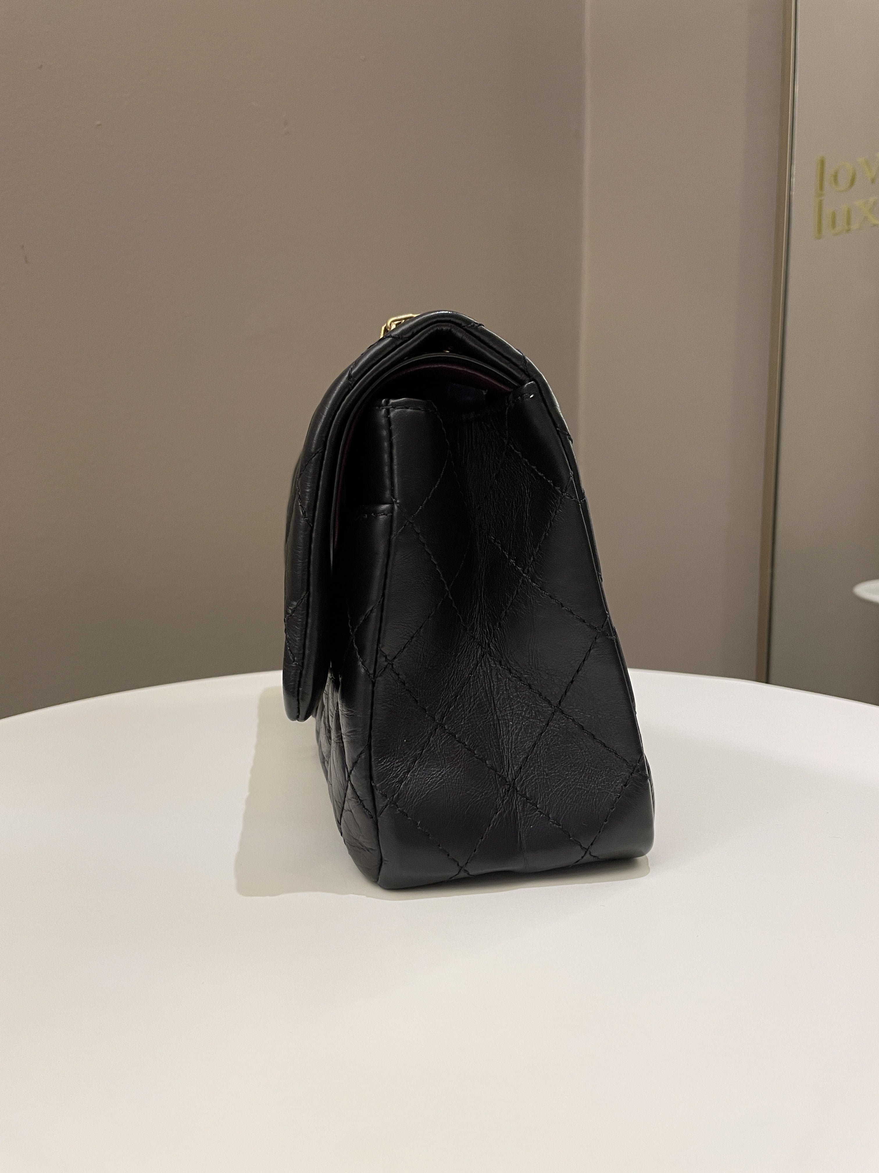 Chanel 2.55 226 Quilted Reissue Double Flap Black Aged Calfskin