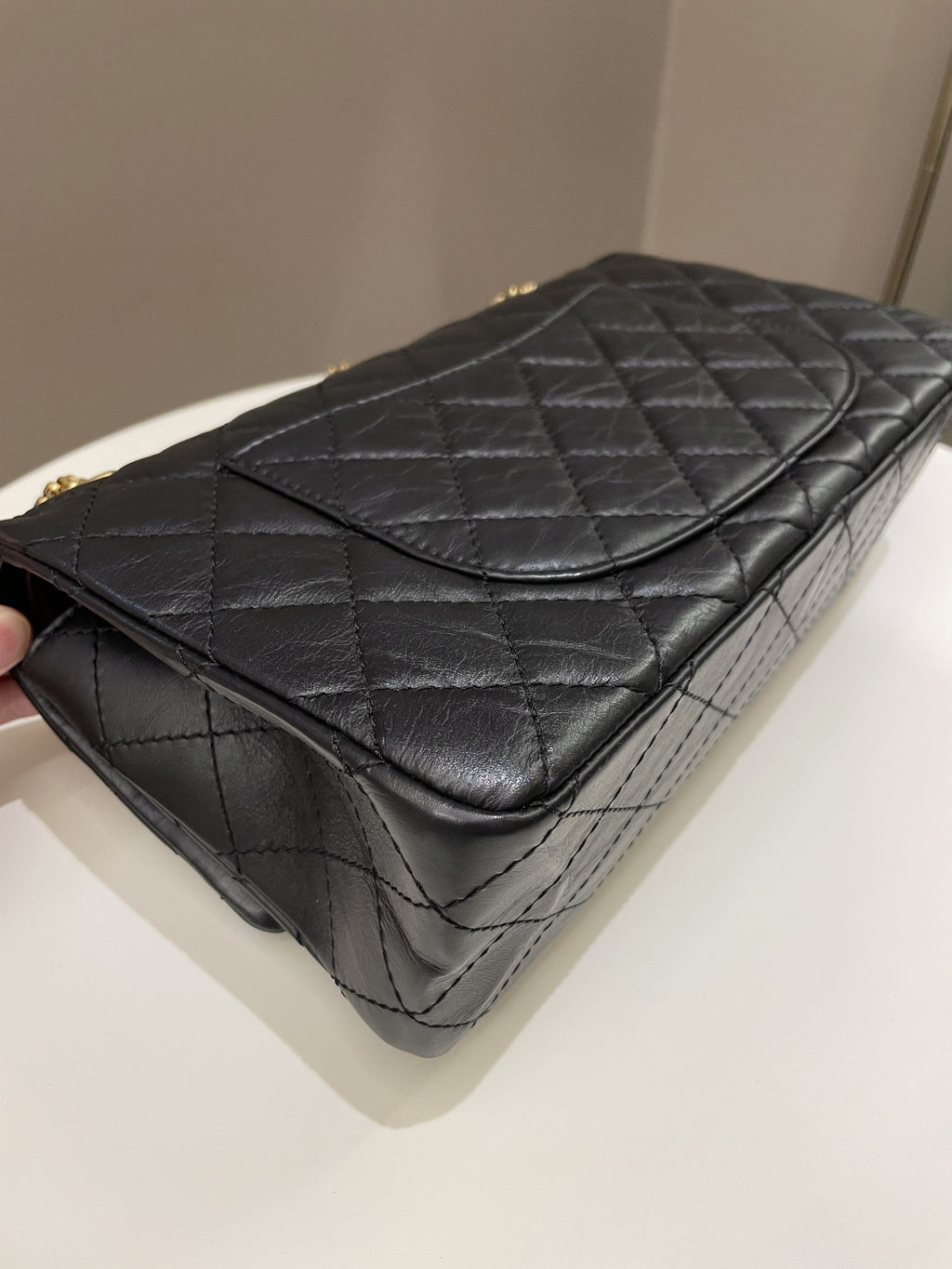 Chanel 2.55 226 Quilted Reissue Double Flap Black Aged Calfskin