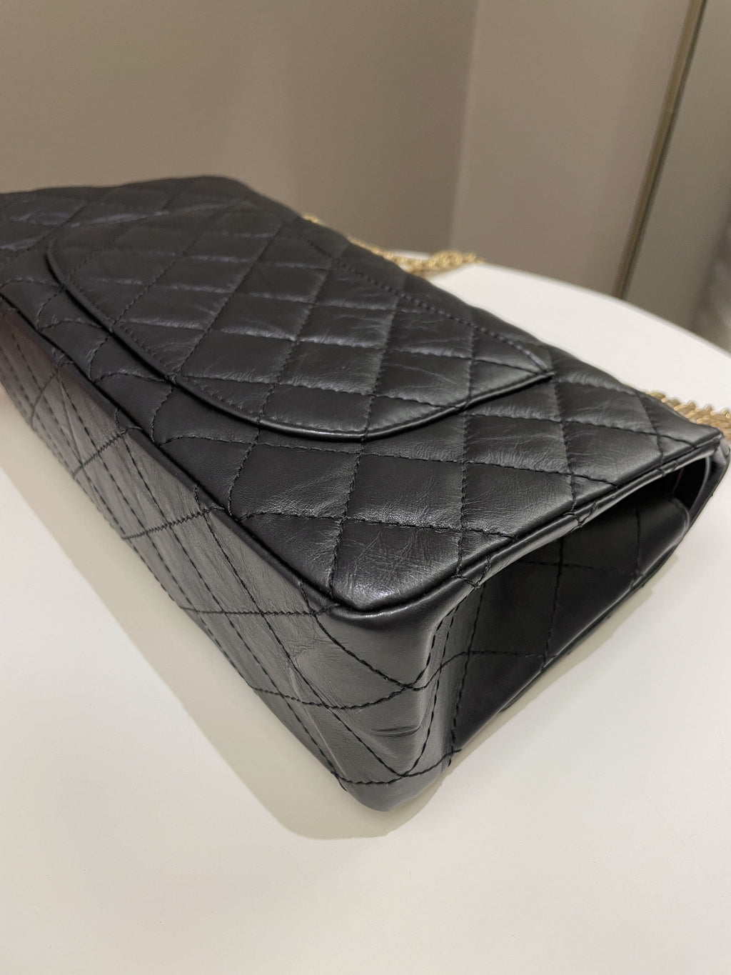 Chanel 2.55 226 Quilted Reissue Double Flap Black Aged Calfskin