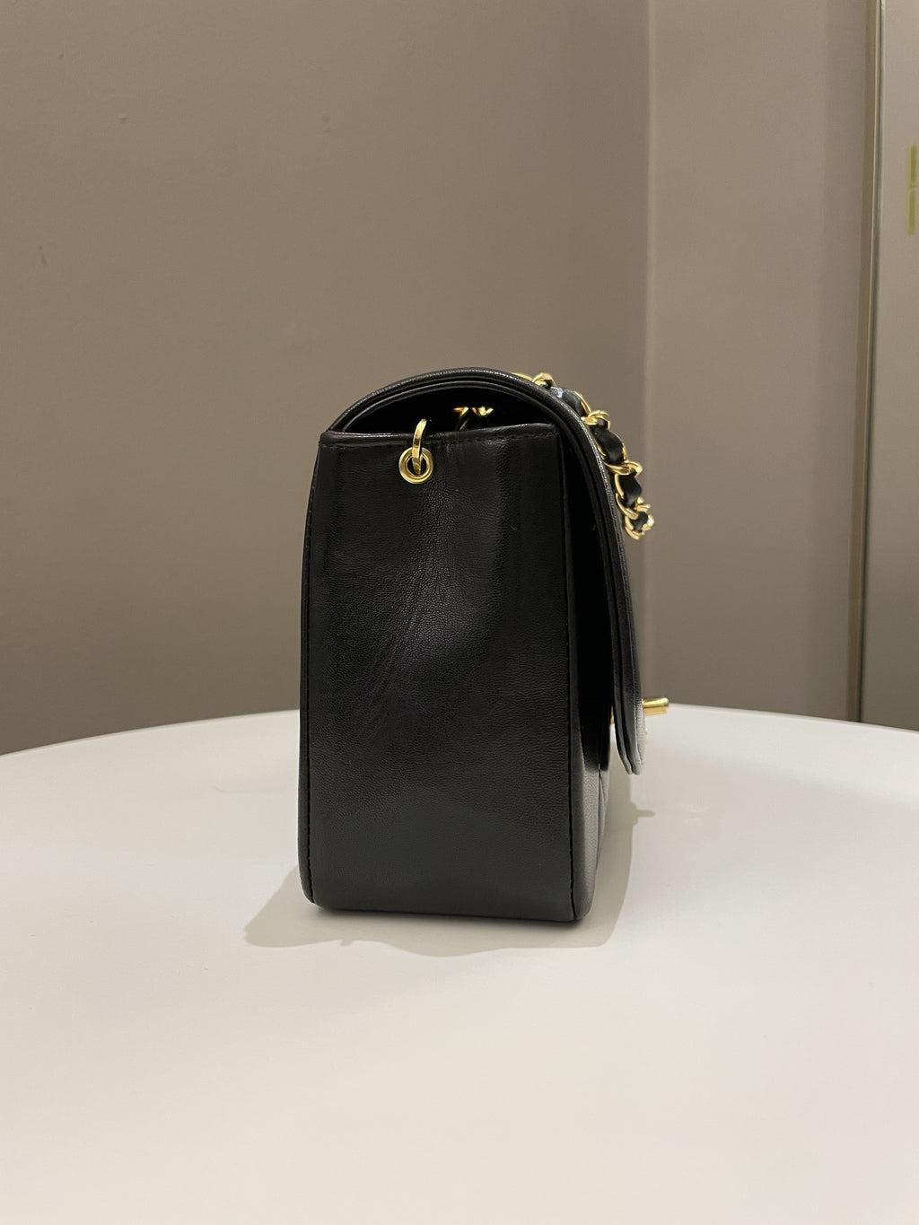 Chanel Vintage Quilted Diana Flap Bag Black Lambskin