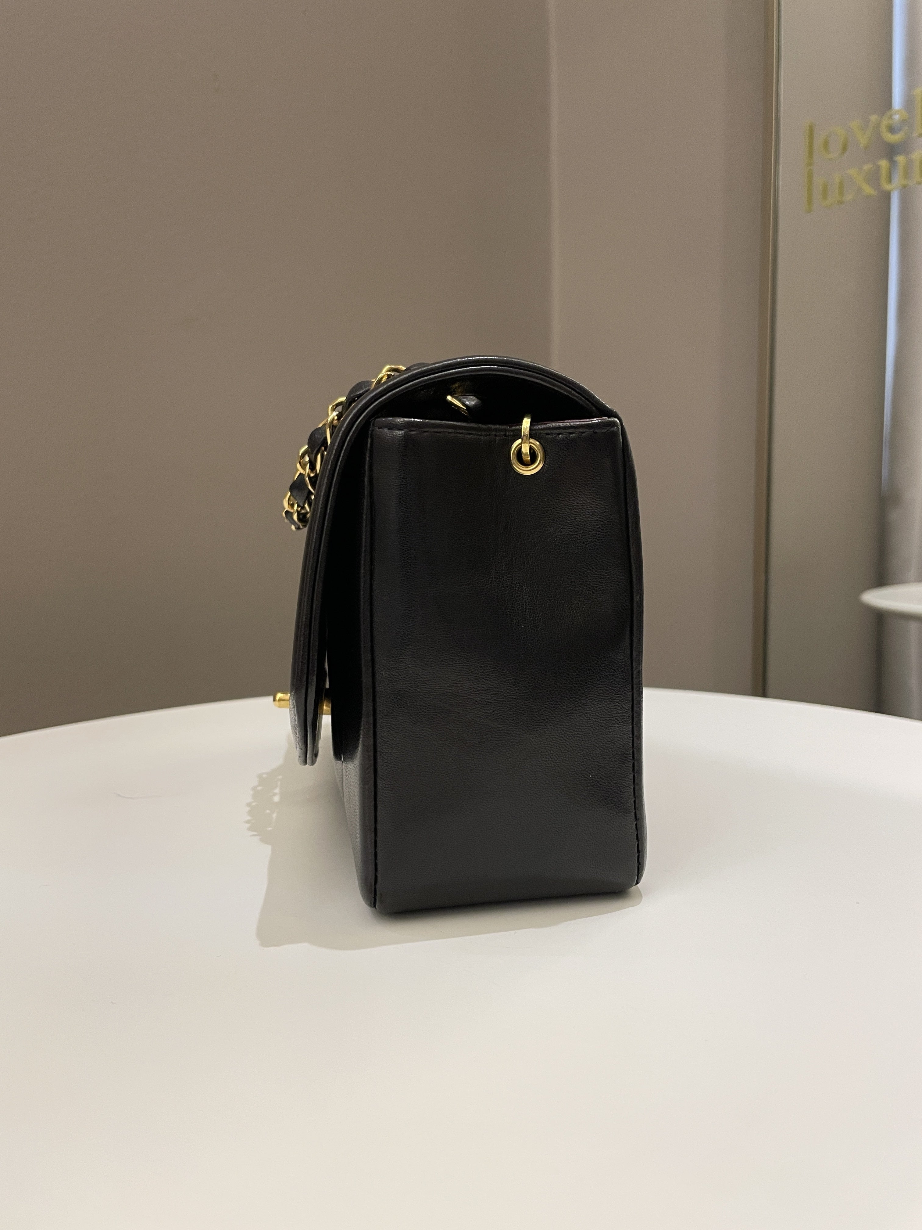 Chanel Vintage Quilted Diana Flap Bag Black Lambskin