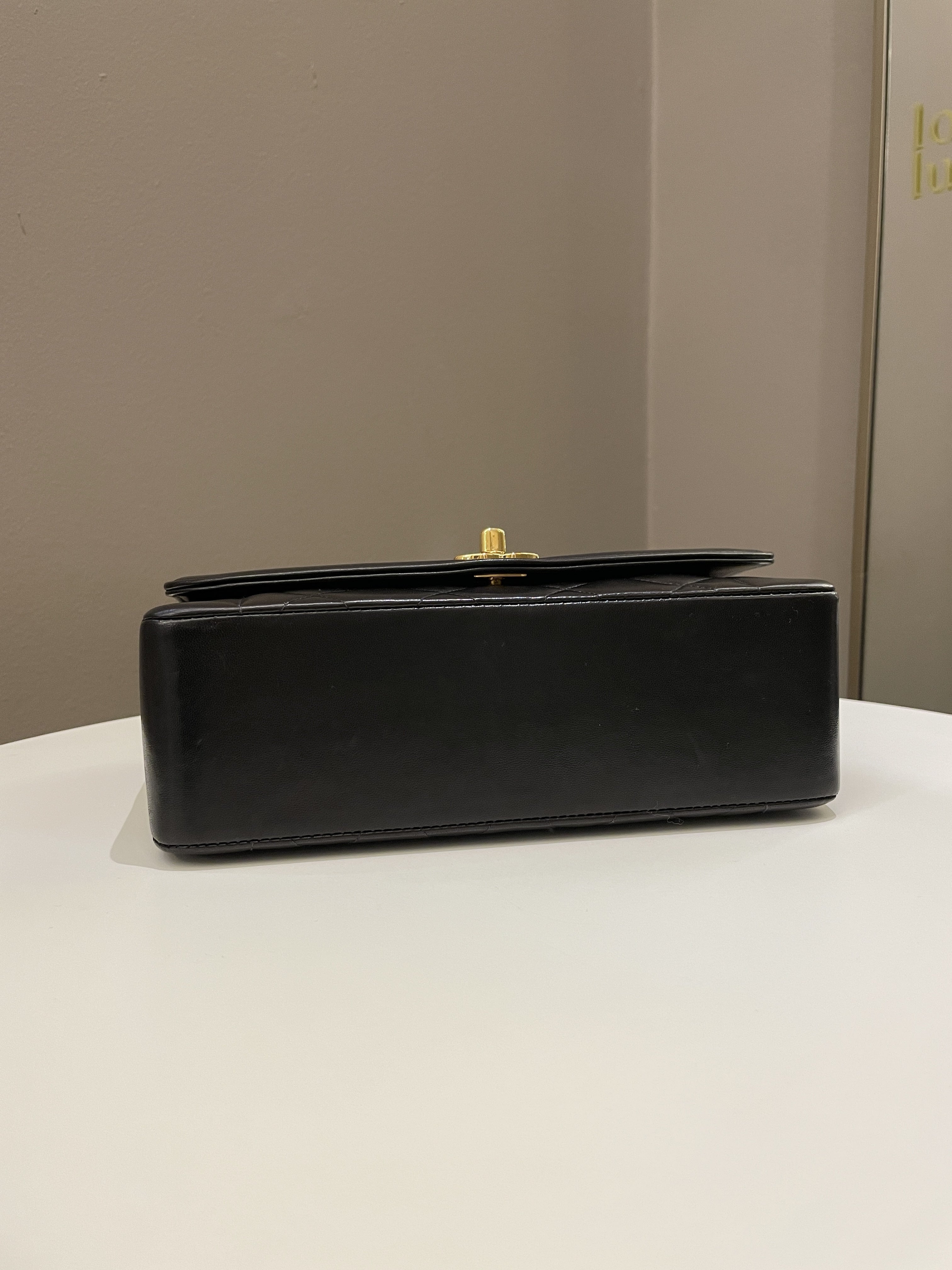 Chanel Vintage Quilted Diana Flap Bag Black Lambskin