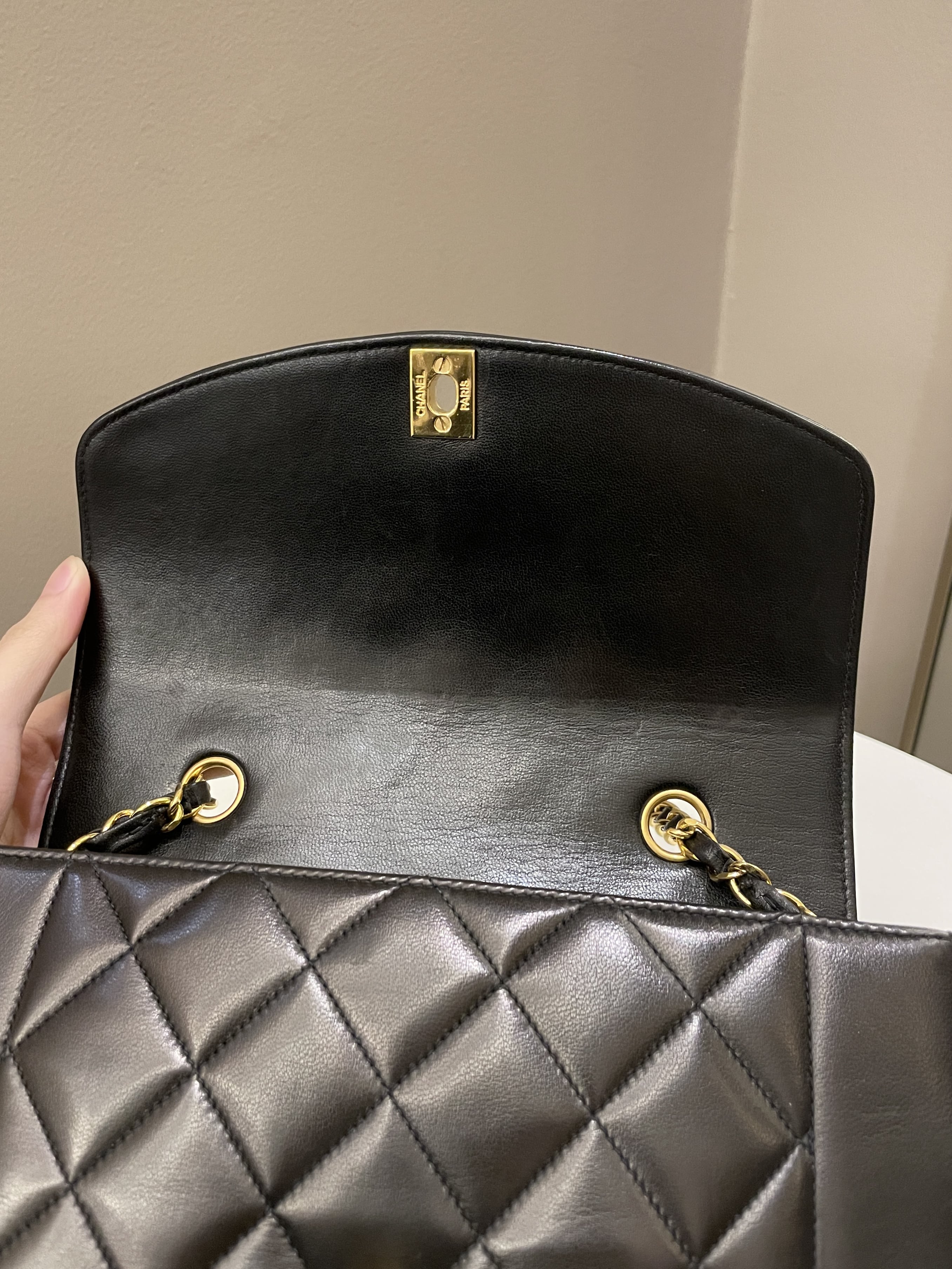 Chanel Vintage Quilted Diana Flap Bag Black Lambskin