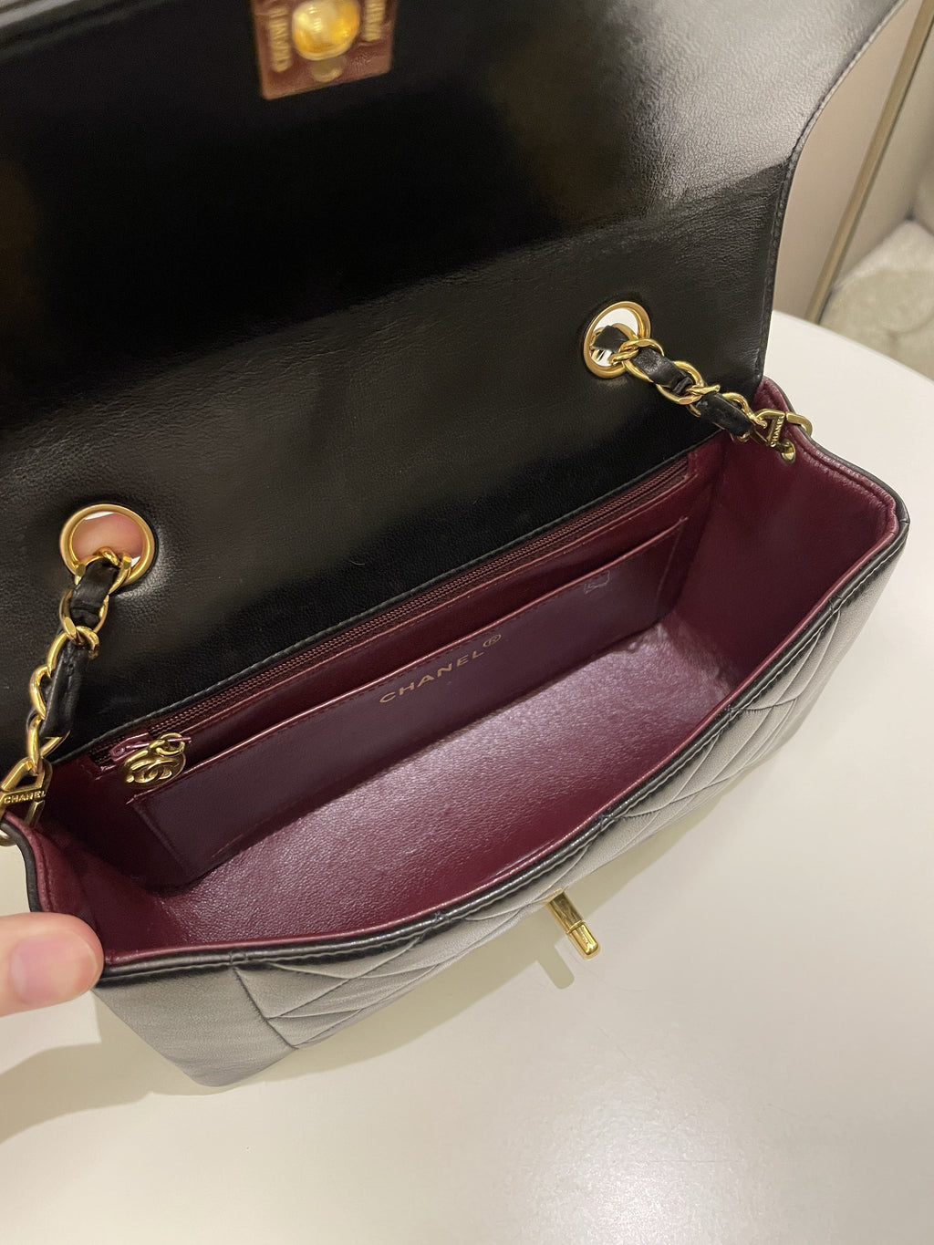Chanel Vintage Quilted Diana Flap Bag Black Lambskin