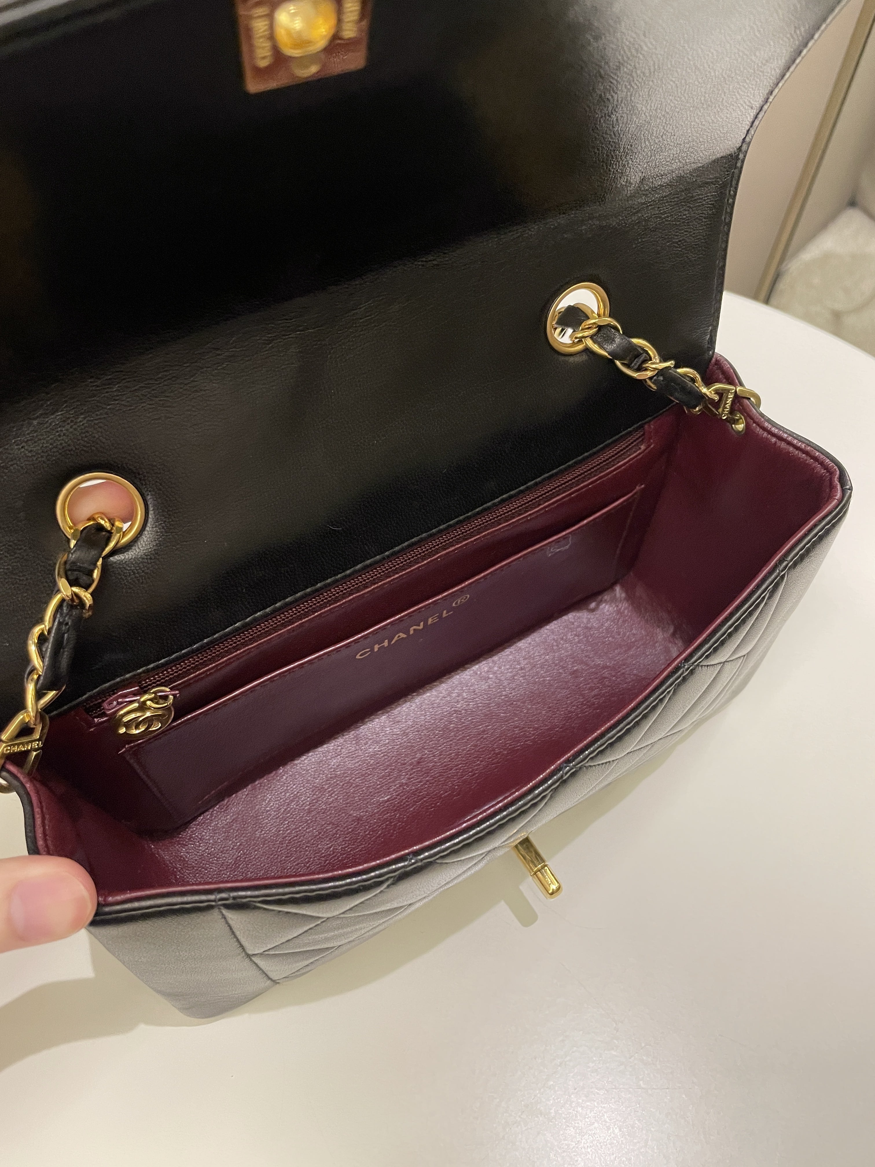 Chanel Vintage Quilted Diana Flap Bag Black Lambskin