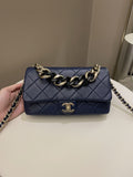 Chanel Cc Chain Top Flap Bag Navy Lambskin