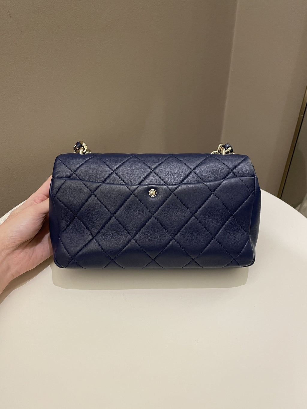 Chanel Cc Chain Top Flap Bag Navy Lambskin
